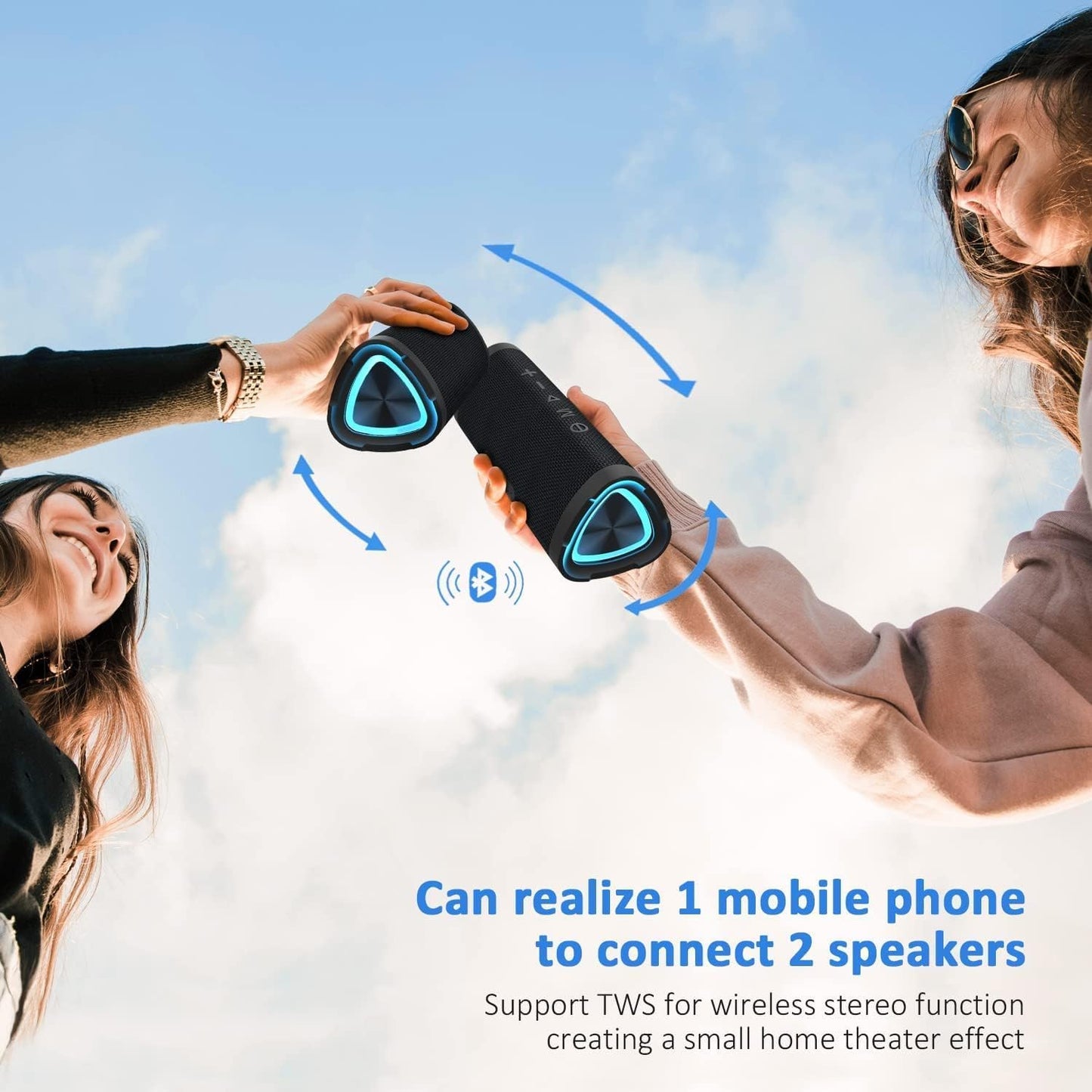 Vanzon V40 IPX7 24W Pairing,24H Bluetooth Speaker, Portable Bluetooth Speaker, Waterproof Wireless Speaker with Stereo