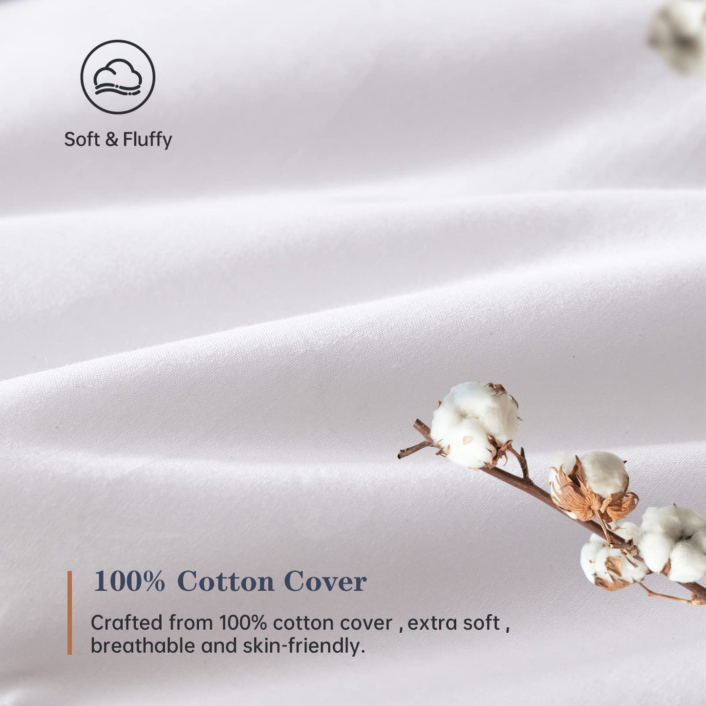 Simple&Opulence Down Alternative Comforter, King Size Duvet Insert with 100% Cotton Cover, Ultra-Soft Microfiber Quilted All Season Breathable Cooling Bed Comforter (King, White)