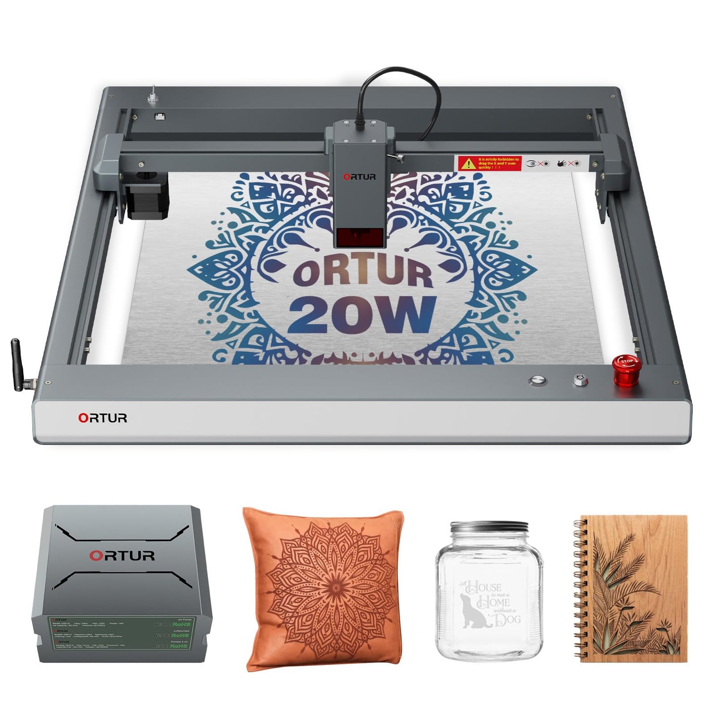 Ortur Laser Master 3 20000mW with Air Assist Laser Engraving Machine, Support APP Control Laser Engraver, Higher Power Laser Cutter for Wood Leather, Black Acrylic & Metal Engraver, Class 4