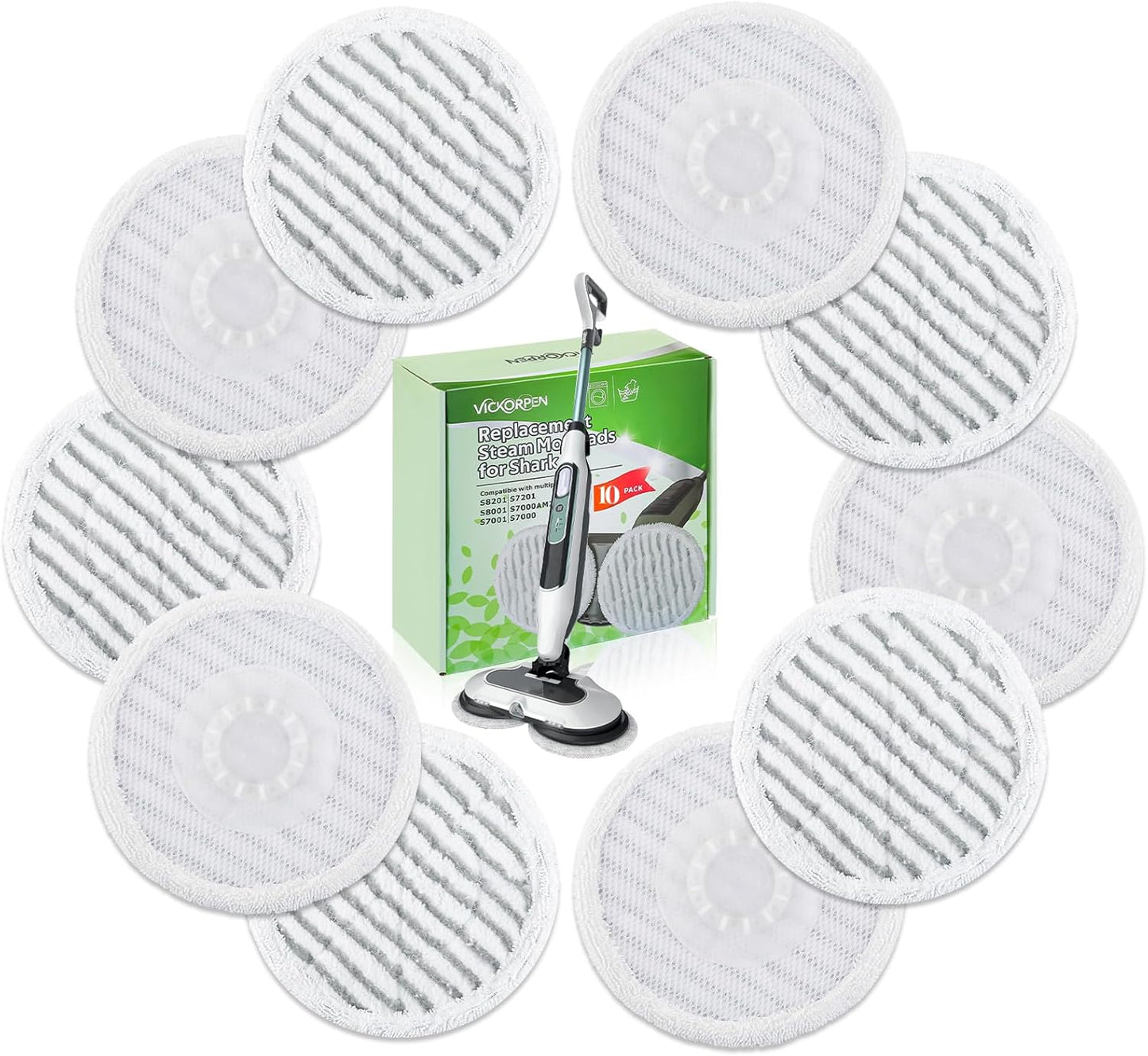 Shark 10 Pack Steam Mop Replacement Pads - Reusable Cleaning Pads for All Floor Types