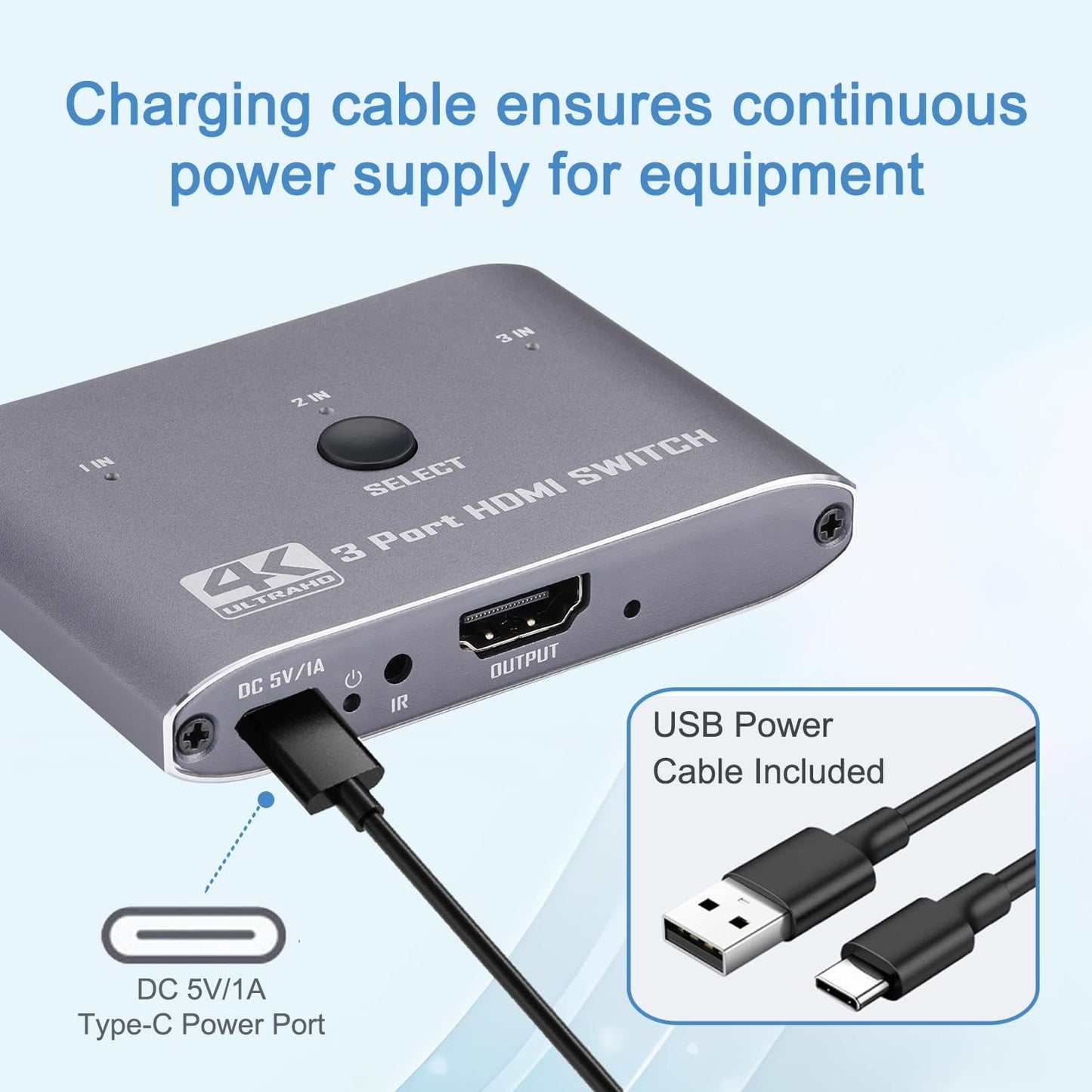 Anber-Tech 4K@60Hz, 3 3 1 4K, 3D, 1080P, 2.0, 2.2, PS4/5, HDMI Switch Port HDMI Switch in Out with IR Remote Control