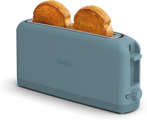 Bella 2-Slice Slim Toaster - 6 Shade Settings, Reheat & Cancel Functions | Fits Sourdough, 10” Long Slot, Surf Color