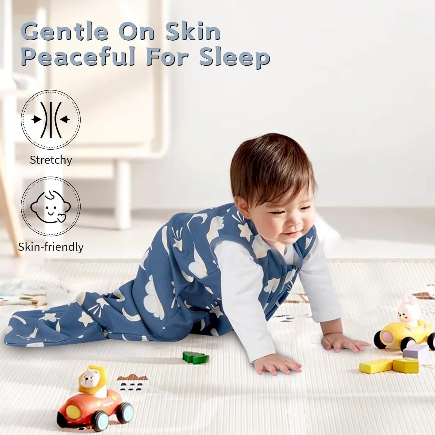 Skiennix Baby Sleep Sack - 100% Cotton Wearable Blanket for 6-12 Months | 3-Pack Lightweight 2-Way Zipper
