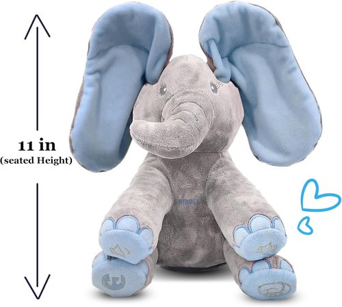 Dimple Kyle Peek-A-Boo Elephant Toy - Interactive Singing Plush with Moving Ears for Babies & Toddlers
