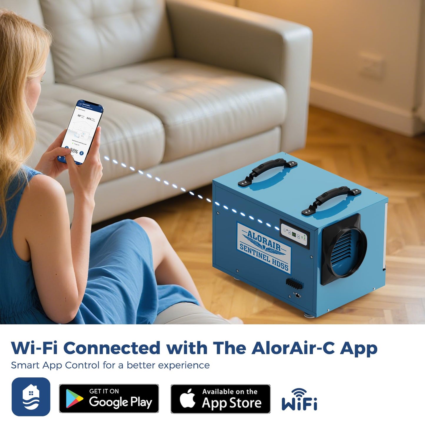 ALORAIR Wi-Fi Crawlspace Dehumidifier, 113 Pint with Drain Hose for Crawl Space, Basement, Commercial and Water Damage Restoration, Compact and Portable, Auto-Defrost