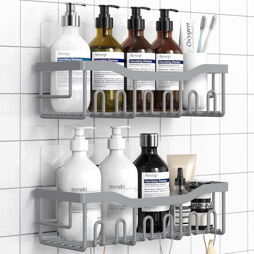 EUDELE Shower Caddy - 2 Pack Adhesive Organizer for Bathroom & Kitchen Storage | Rustproof Stainless Steel