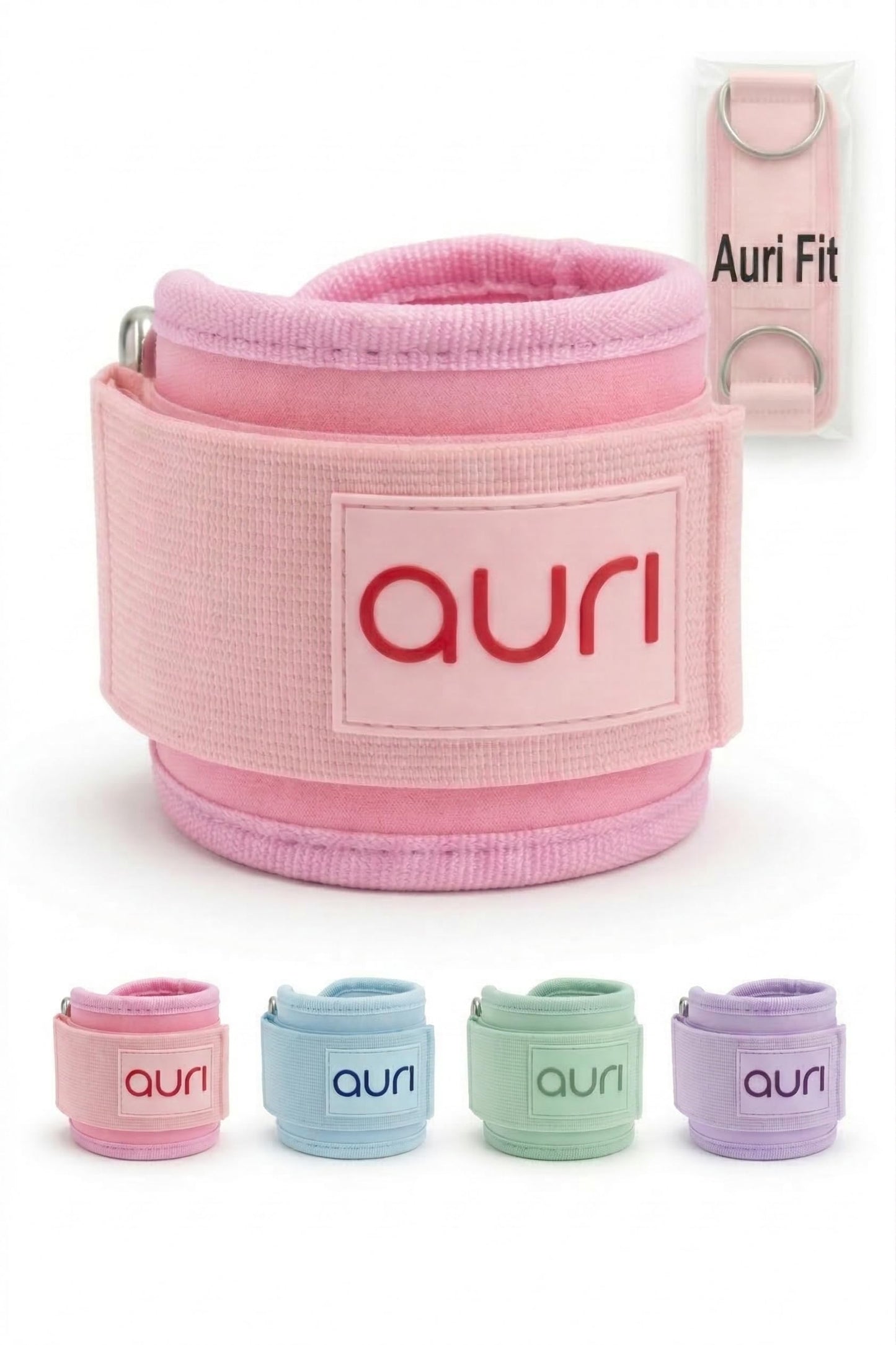 Auri Fit Ankle Strap for Cable Machine - Padded Neoprene Cuff with Stainless Steel D-Ring for Comfort & Support During Glute Kickbacks, Leg Extensions, Hip Abductors & Lower Body Workouts