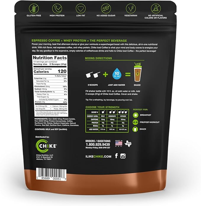 Chike High Protein Iced Coffee Sampler Pack and Mocha Bundle, 20 G Protein, 2 Shots Espresso, 1 G Sugar, Keto Friendly and Gluten Free, 14 Serving Bag and 6 Sample Packets, 20 Servings