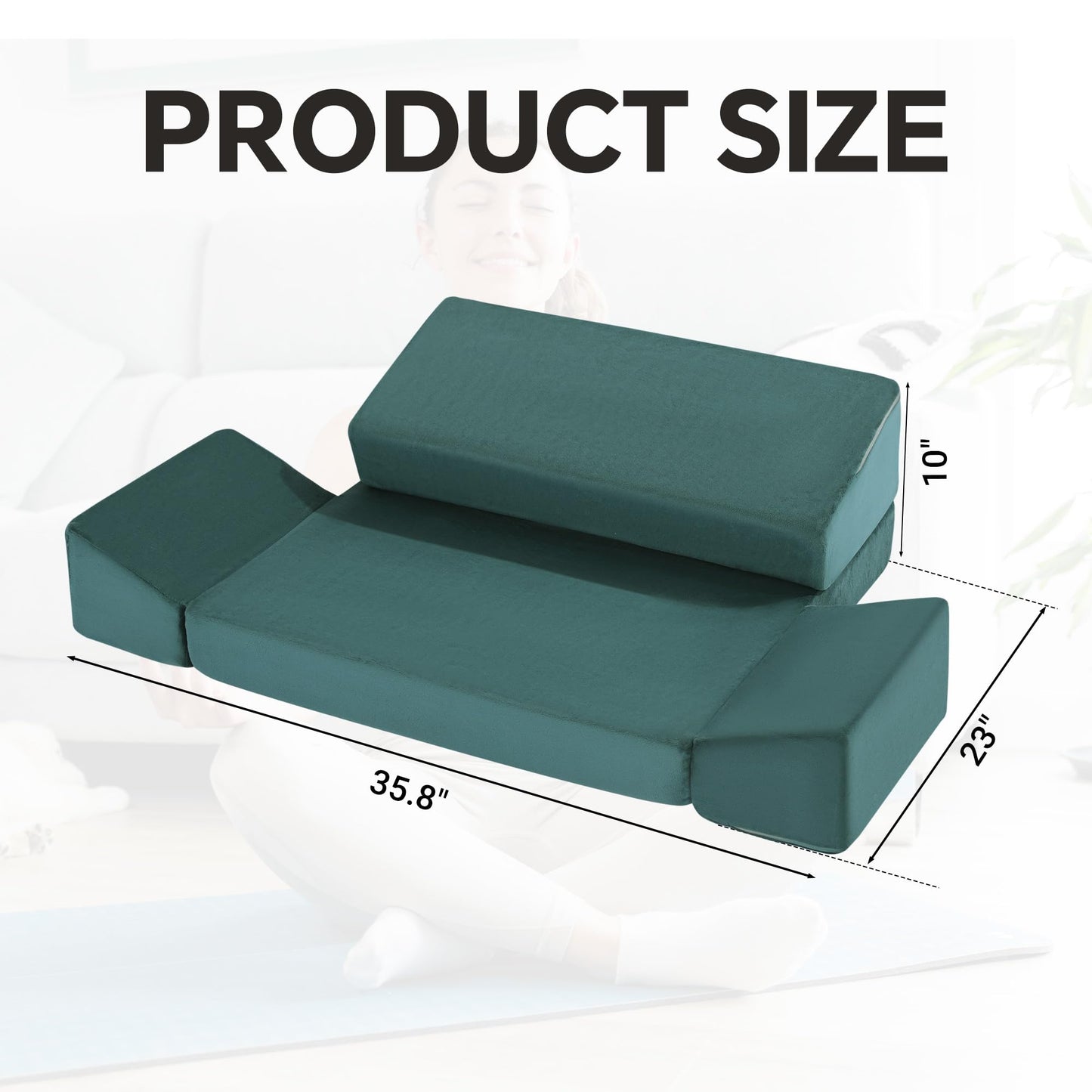 HOMBYS Large Meditation Cushion Foam Meditation Pillows for Sitting on Floor, Yoga Pillow for Adult, Meditation Mat with 2 Knee Cushions and Hip Support-3 Shapes for Different People (Green)