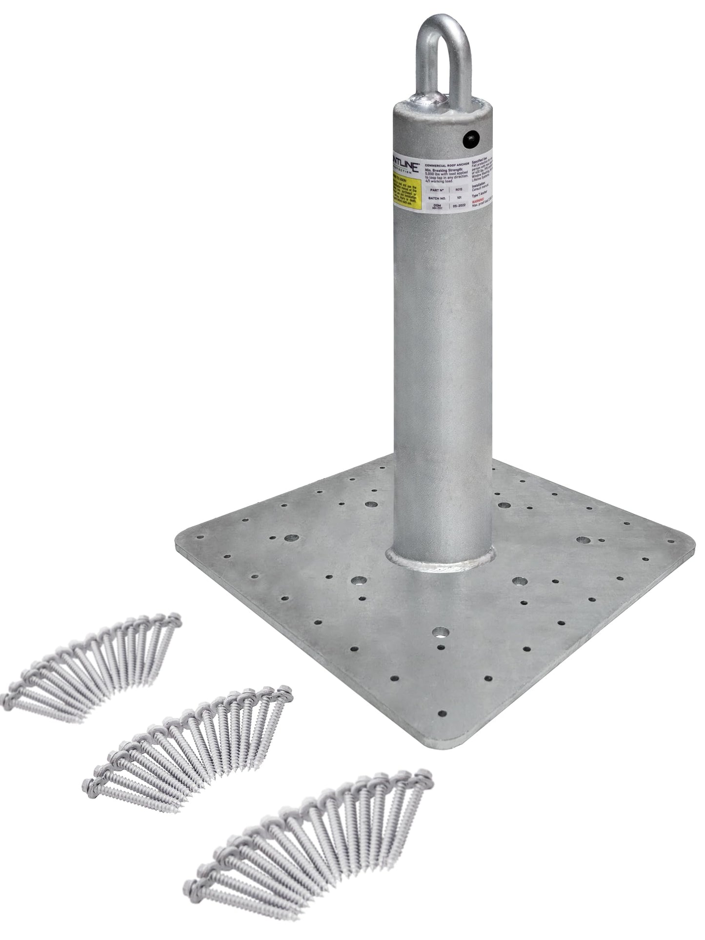 Frontline Fall Protection RO18 Commercial Roof Anchor 18"| OSHA & ANSI Compliant Galvanized Steel Roofing Anchor Point | Metal, Wood or Concrete Application
