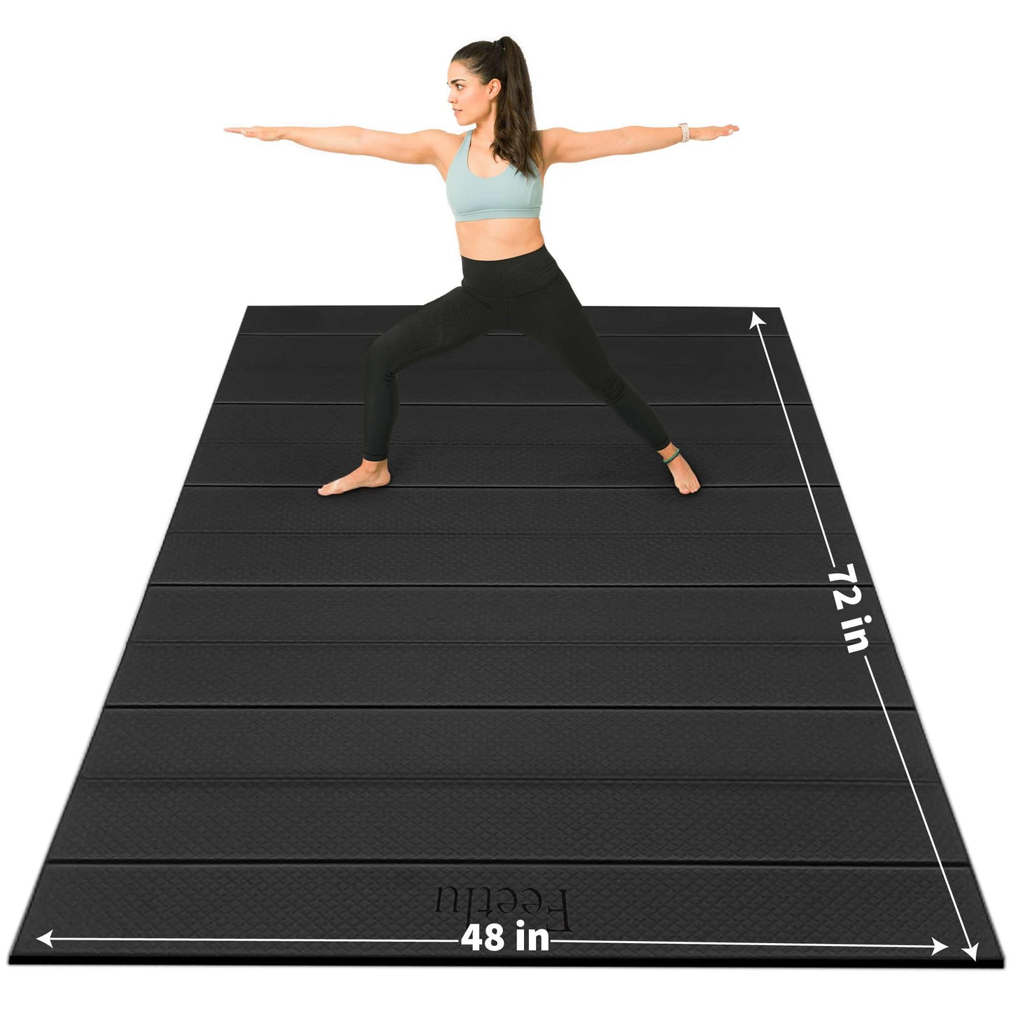 Feetlu Foldable Large Yoga Mat: Extra 1/4 Inch Thick Workout Mat for Home Gym and Travel - Anti-Slip Folding Exercise Mat for Yoga, Pilates, and More
