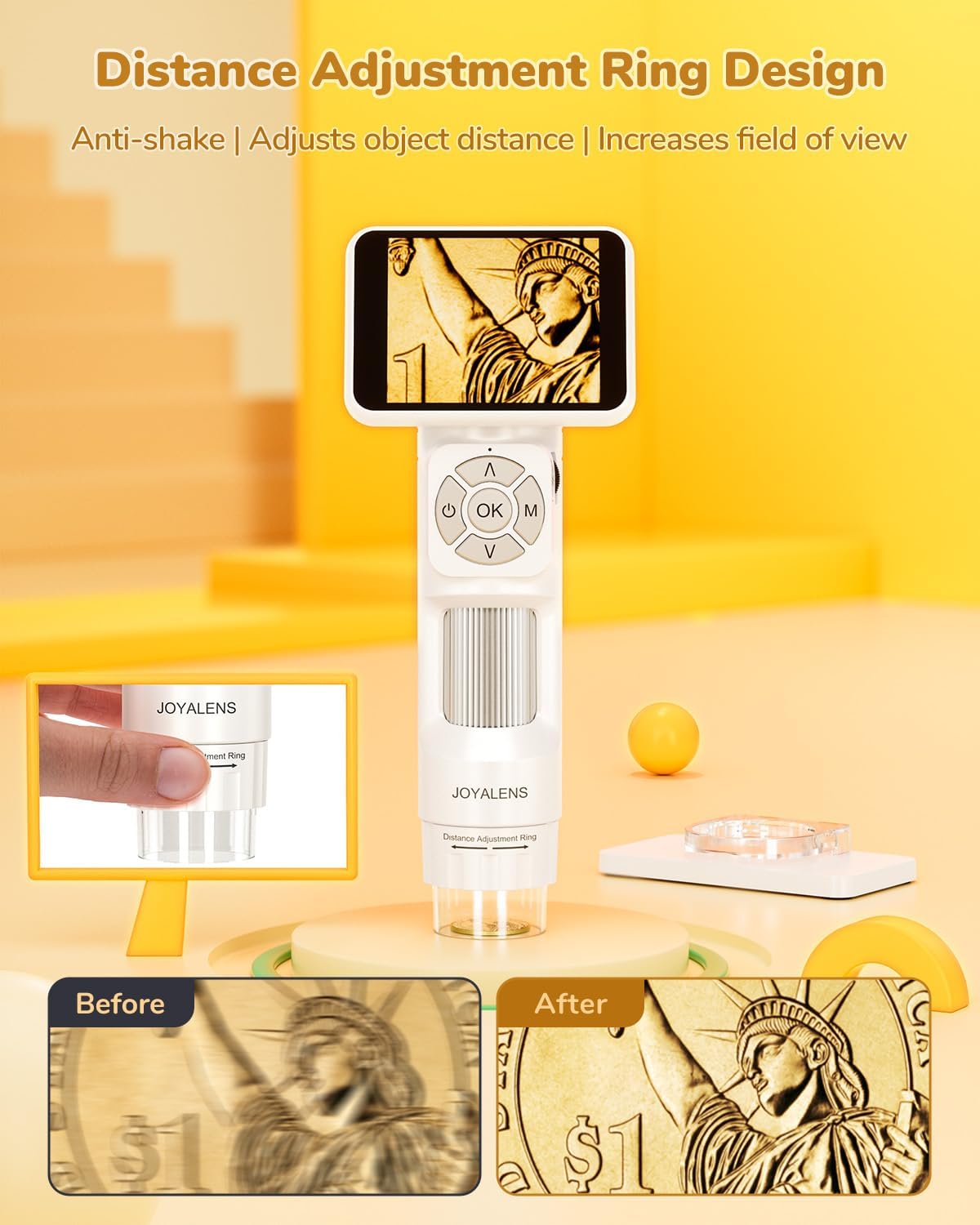 JOYALENS JL113 2.8" 1080P 8 32GB Microscope for Kids Adults with IPS Screen, Handheld Digital Microscope Camera