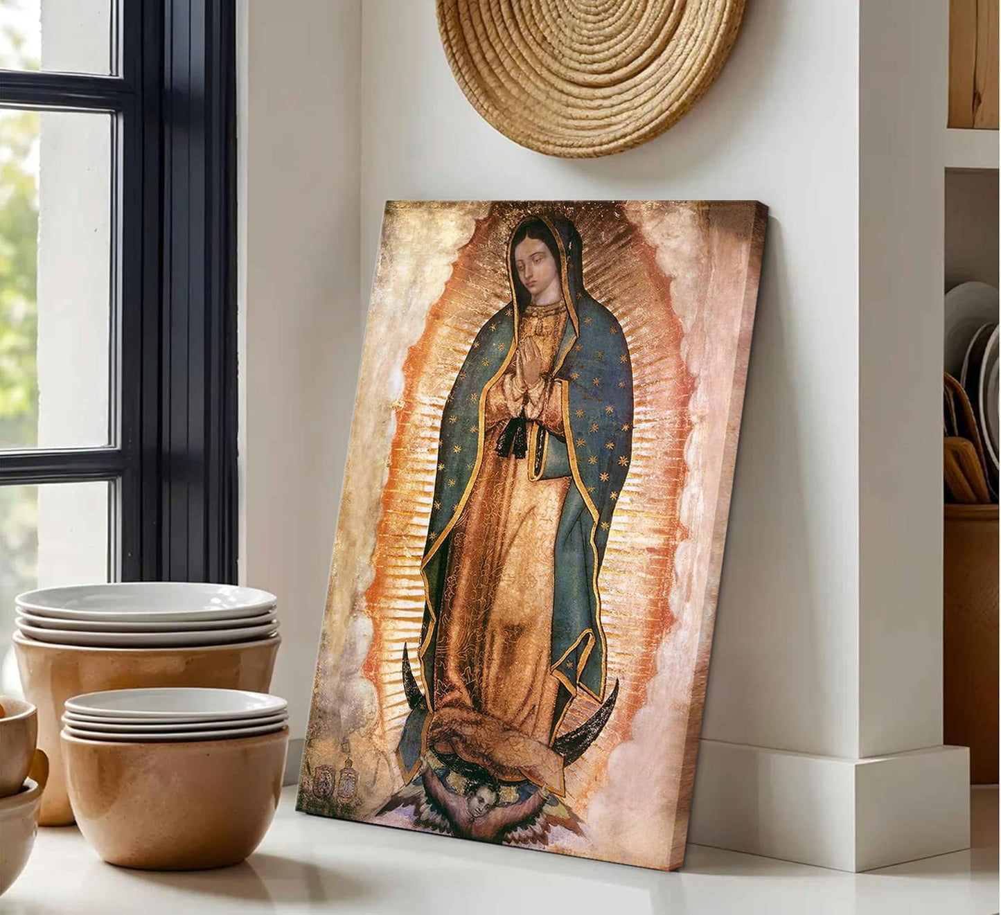Our Lady of Guadalupe Wall Art | Framed Portrait Painting for Catholic Decor - 8x10 Canvas