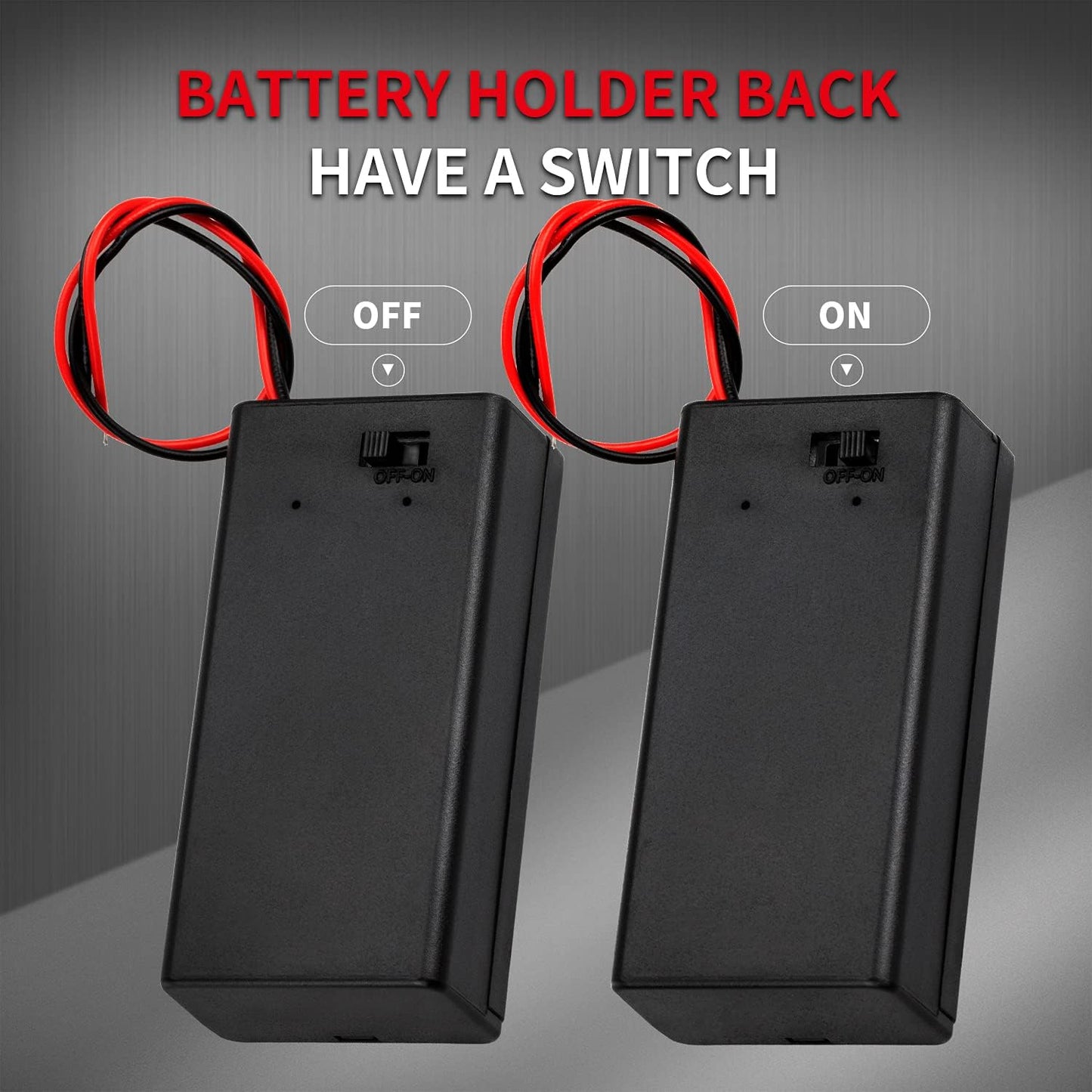 DAIERTEK 9V 9 9V 9 -3Pack Battery Holder, Volt Battery Holder with ON/Off Switch Cover Lead Wires Battery Box Volt
