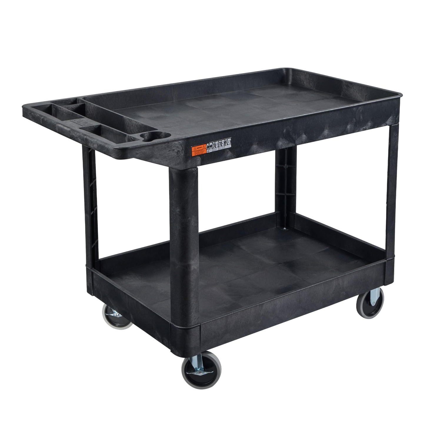 Tubstr Extra Large Two-Shelf Utility Cart with Heavy-Duty Wheels | 500 lb. Capacity Rolling Utility & Tool Cart for Warehouses, Industrial Settings, Auto Garages, & More (Black, 45.5 x 24.5)