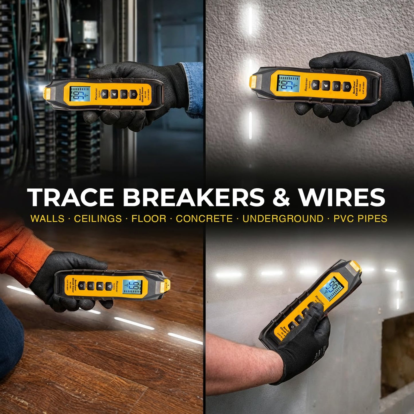 Ideal Electrical SureTrace Digital Circuit Tracer (61-946), Circuit Breaker Finder, 0-480 Volts AC/DC with Backlit Display, Find Breakers, Fuses, Wires, Dead Shorts, and Splice Errors