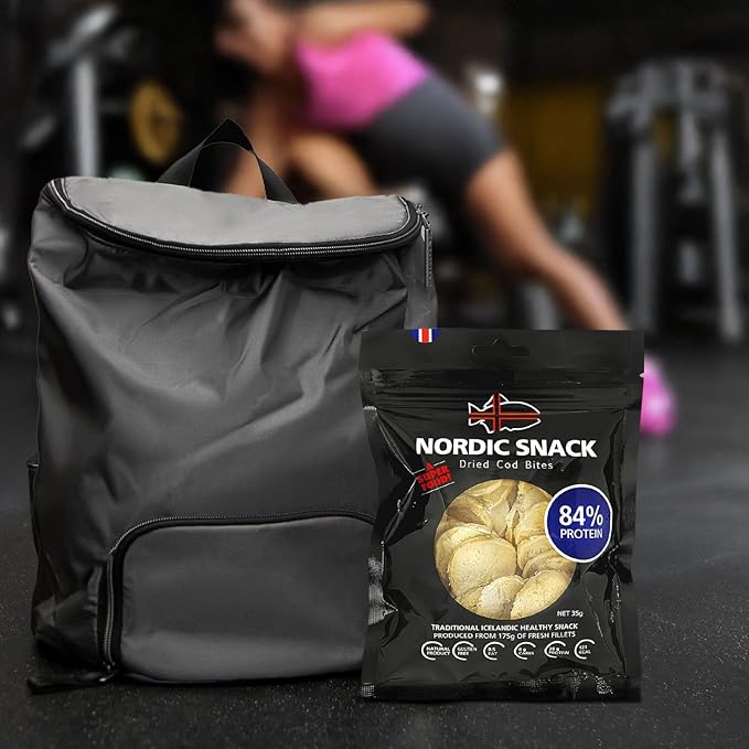 Nordic Catch Freeze Dried Cod Bites - High Protein Crisps Made From Wild-Caught Icelandic Cod Fish - Keto Protein Snacks, High Protein Chips, Healthy Snack with Omega-3s, 35g Resealable Bag - 10 Pack