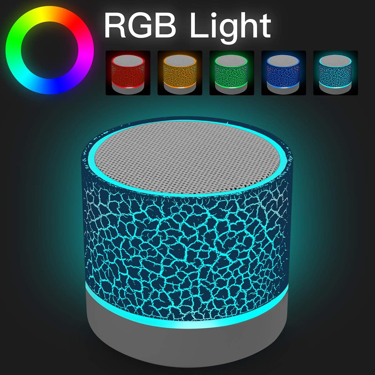 AICase Compact Mini Speaker with LED Lights - Enhanced Bass & Stereo Sound