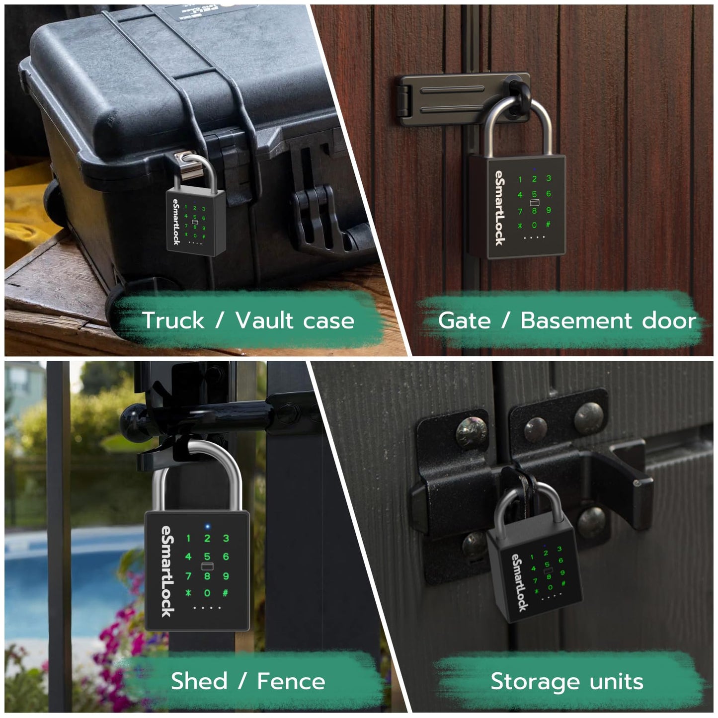 Dhiedas New Smart Padlock with Key, Heavy Duty Combination Padlock, RFID Pad Lock with Codes Bluetooth APP Access, Outdoor Waterproof Electronic Key Lock for Gate Fence Shed Locker Garage Garden
