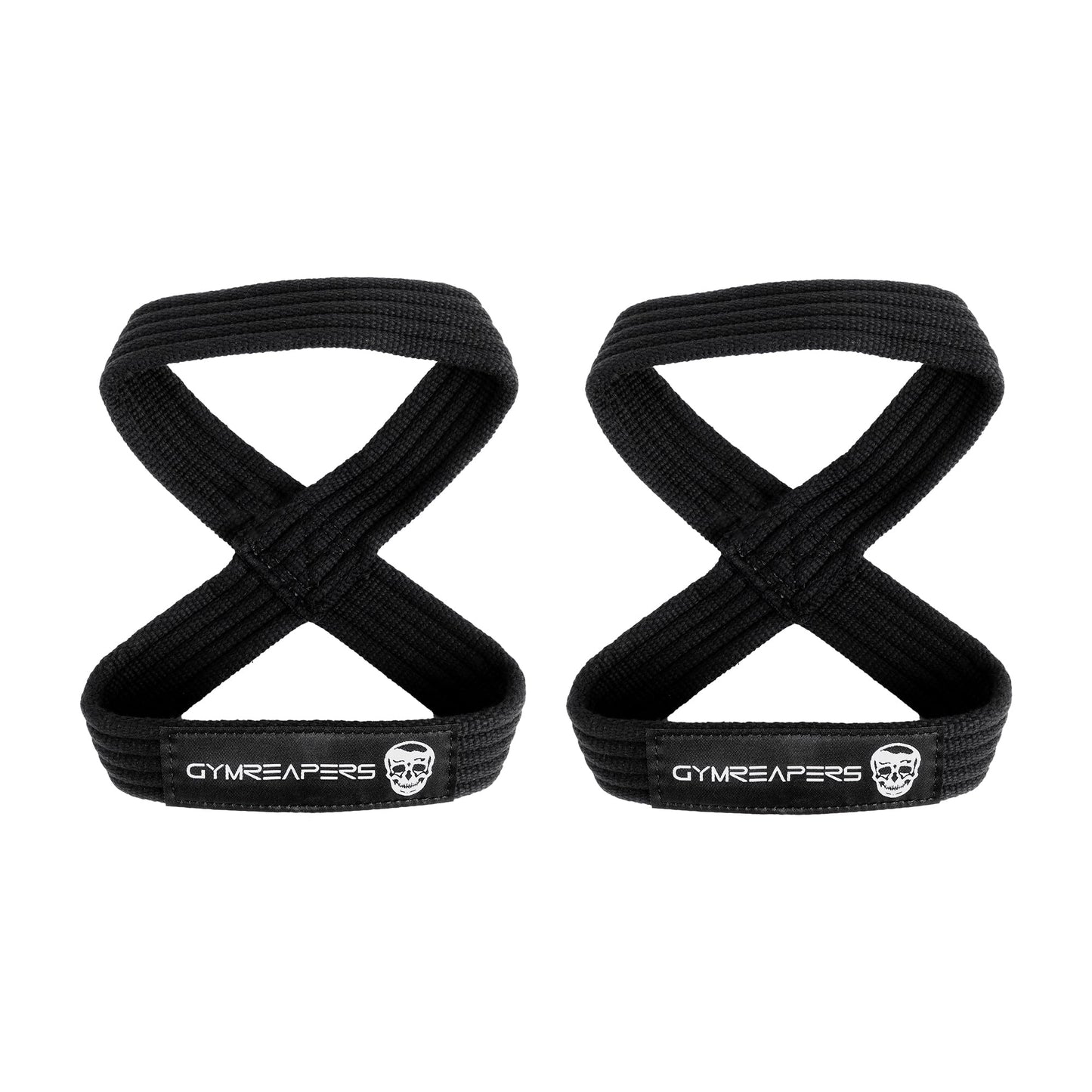 Gymreapers Figure 8 Lifting Straps For Deadlift, Powerlifting, Strongman, & Cross Training (Black, Medium)