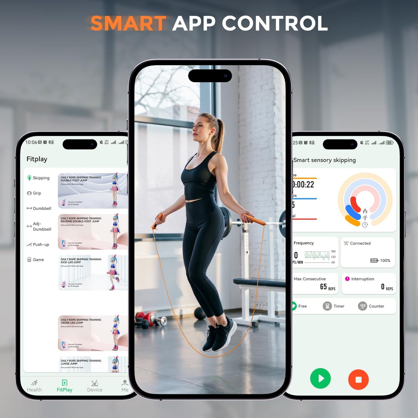 LVPIMAN Smart Jump Rope, Wireless Jumping Rope, Supports Game App Interaction, Suitable for Home and Gym exercise, Fitness Skipping Rope, Suitable for Women, Men, Adults and Children Orange