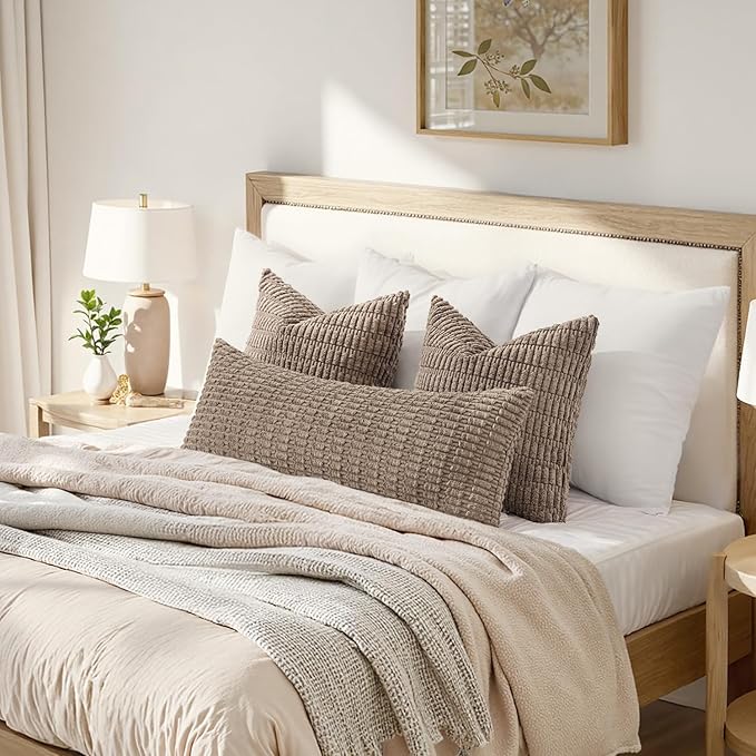 MIULEE Pack of 1 Light Brown Long Body Lumbar Decorative Throw Pillow Cover 14x36 Inch for Bed Couch Sofa Living Room Soft Boho Pillow Cover Modern Farmhouse Home Decor