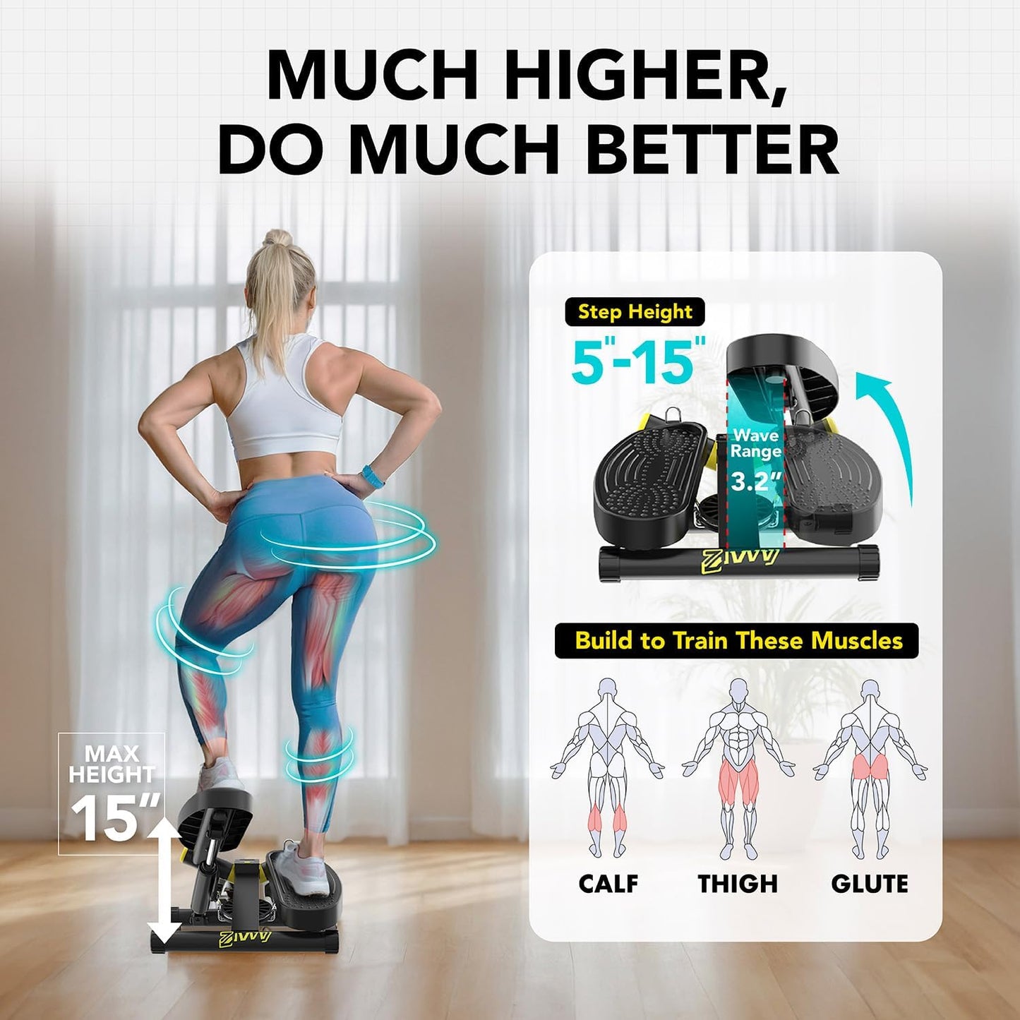 ZIWWVY- Mini Twist Stepper with Resistance Bands and Mat, Stepper Machine with 330LBS Weight Capacity, Stepper for Men and Women Full Body Workout, Adjustable Step Height, Smooth and Quiet