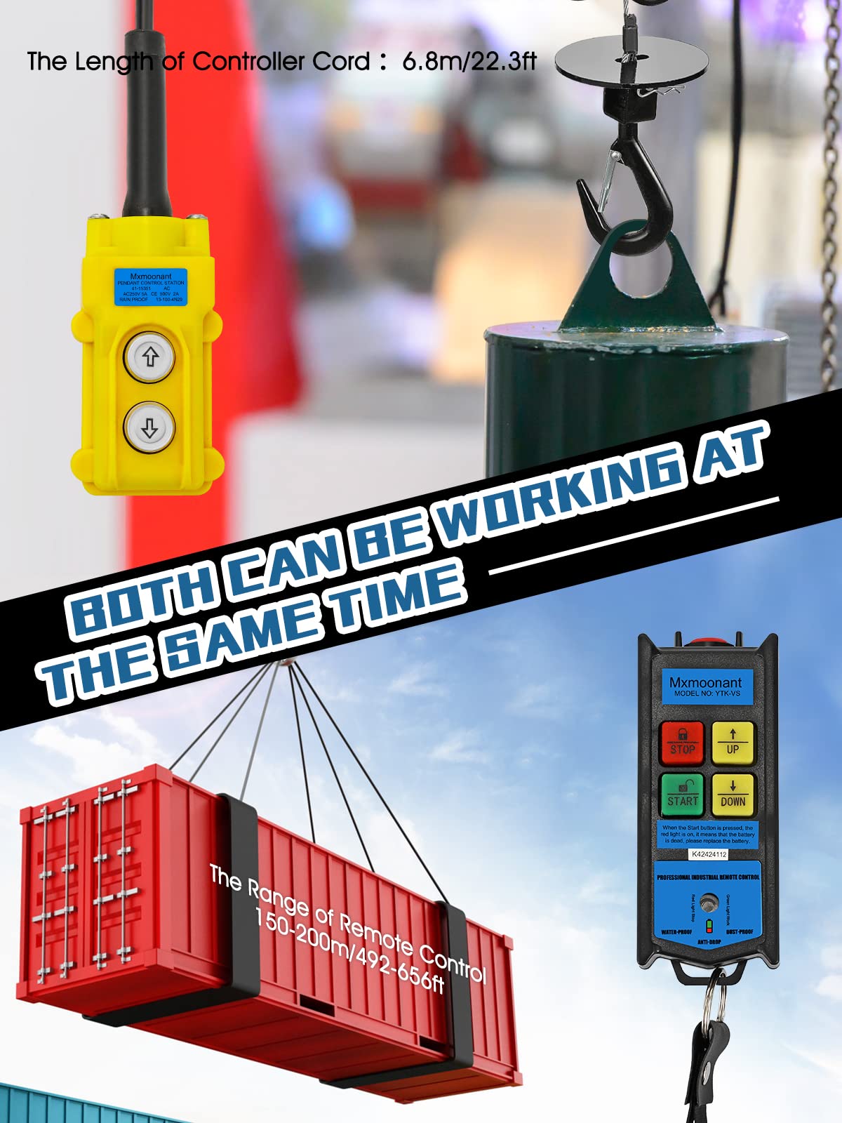 Mxmoonant 250kg Electric Hoist Winch, 19m/min Fast Electric Cable Hoist with Remote, 98ft/30m Lifting Height for Attic, Garage, Workshop, Warehouse, Factory
