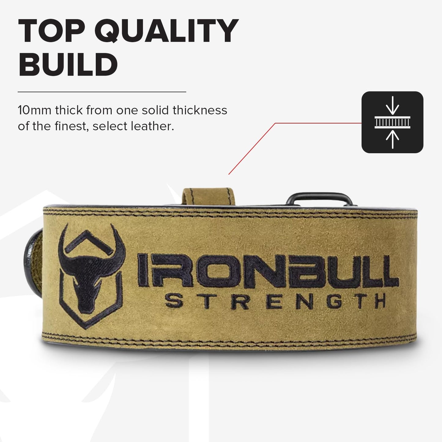 PowerLifting Belt - 10mm Double Prong - 4-inch Wide - Heavy Duty for Extreme Weight Lifting Belt (Green, Large)