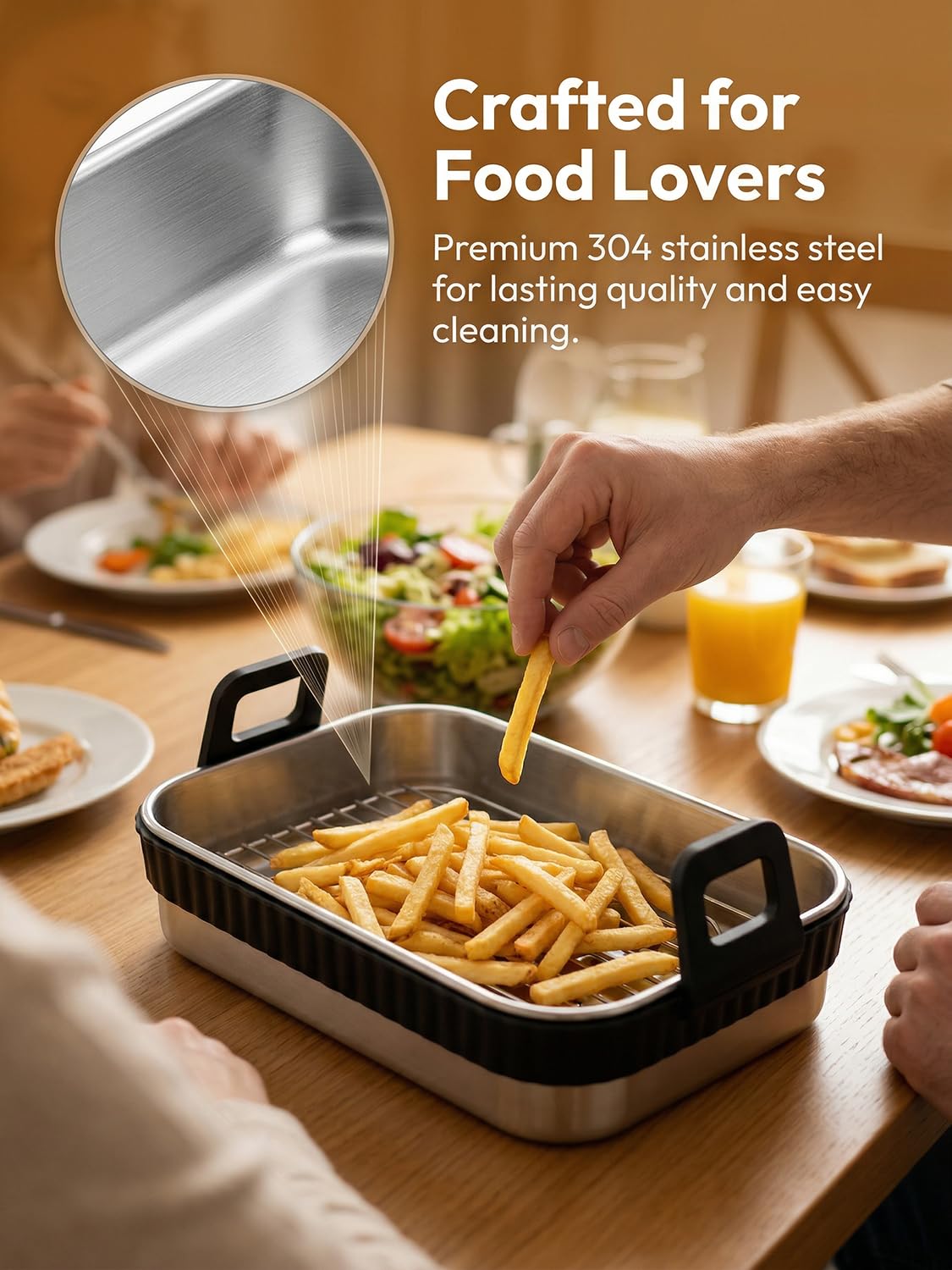 Edelstahl 304 Air Fryer Liner Compatible for Ninja DZ071/DZ550/DZ401, Reusable Airfryer Liners Accessories