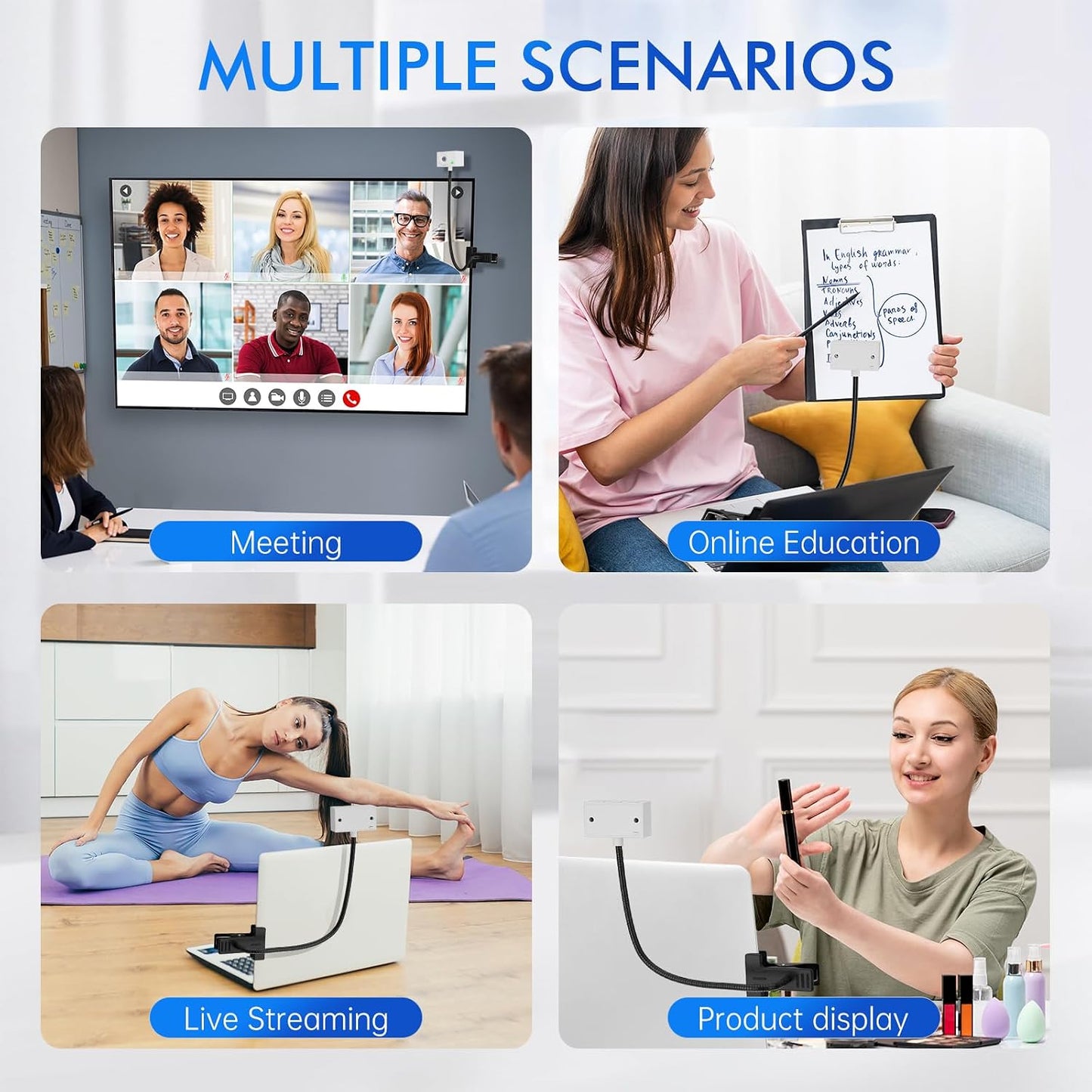 Danyesth HD1080P 30fps Webcam for PC, Laptop Camera USB with Adjustable Gooseneck with Zoom, Full-Body View