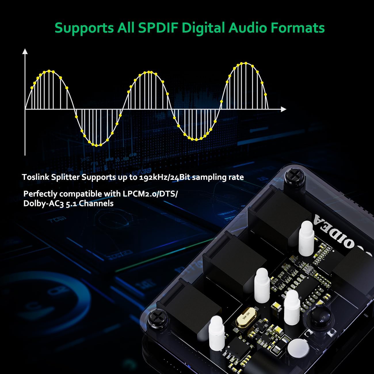 cooidea 3 1 192k/24Bit PCM2.0 Dolby-AC3 Toslink Automatic Switch Digital Optical Switcher in Out with Remote Control