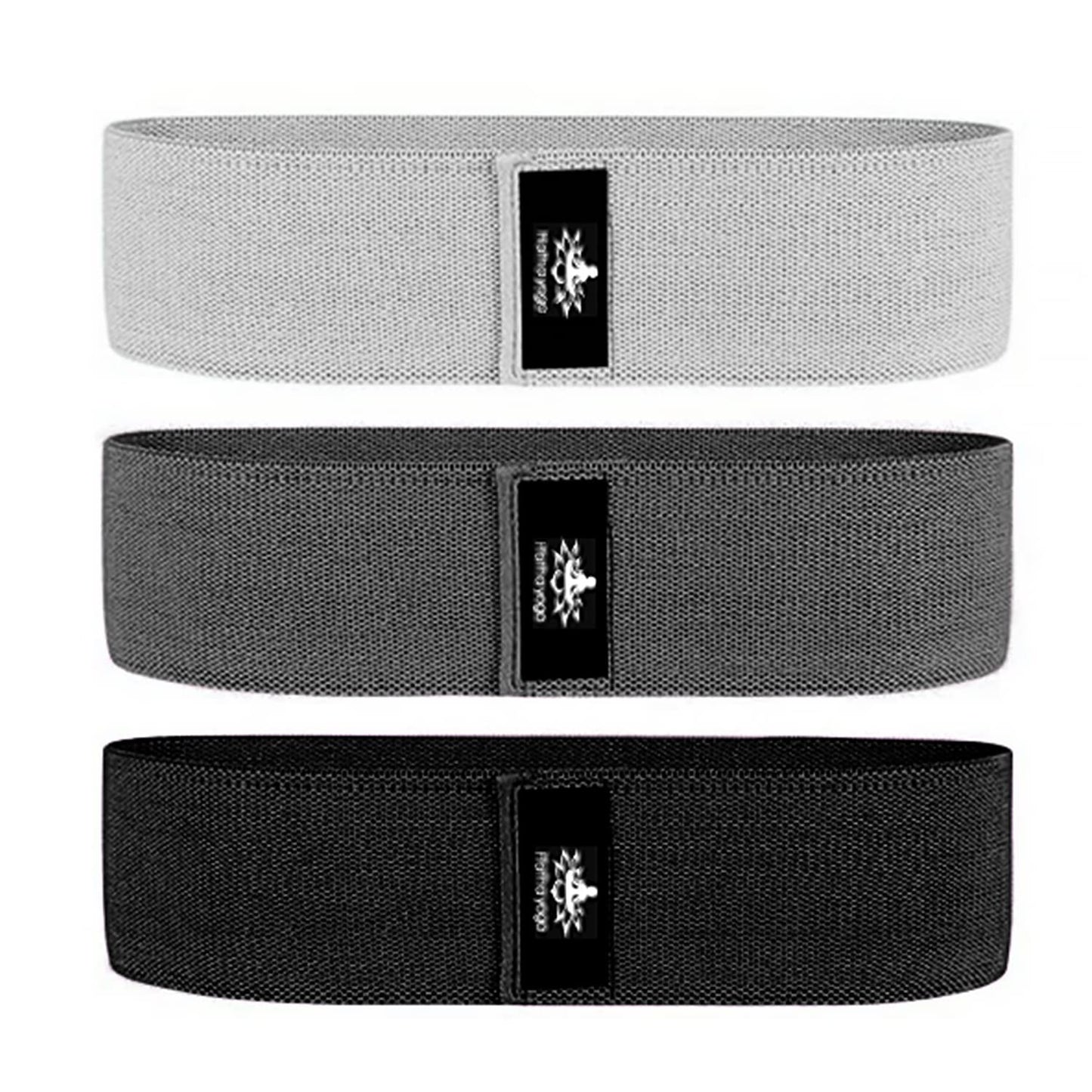 Hatha Yoga Large Resistance Band,14.5" x3.15",Fabric Exercise Loop Bands with Instruction Guide and Carry Bag, Set of 3.