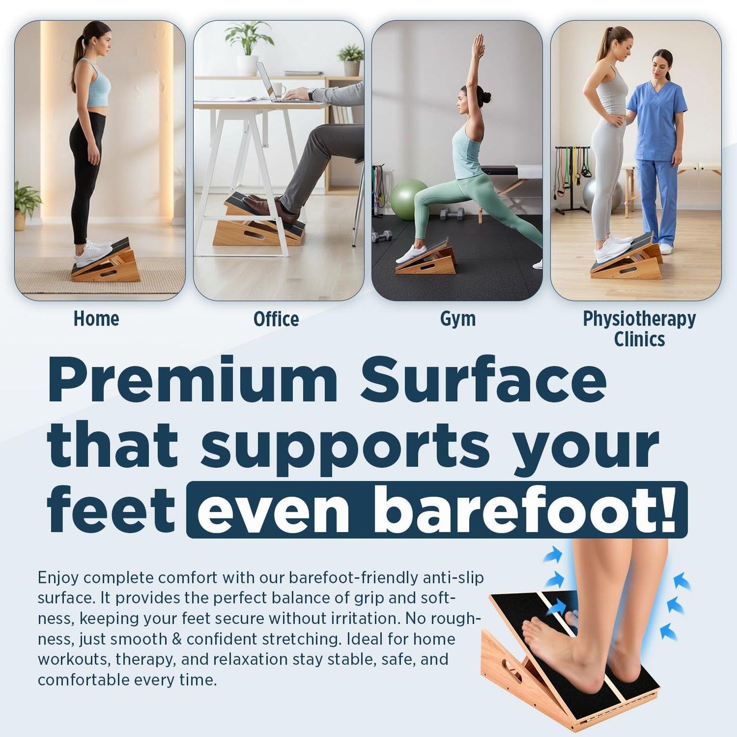 Wooden Slant Board for Calf Stretching with 5 Adjustable Angles, 500 lbs Capacity – Stable Non-Slip Calf Stretcher Incline Board – Calf Stretch Board for Mobility, Knee Pain Relief, Squats & Poster