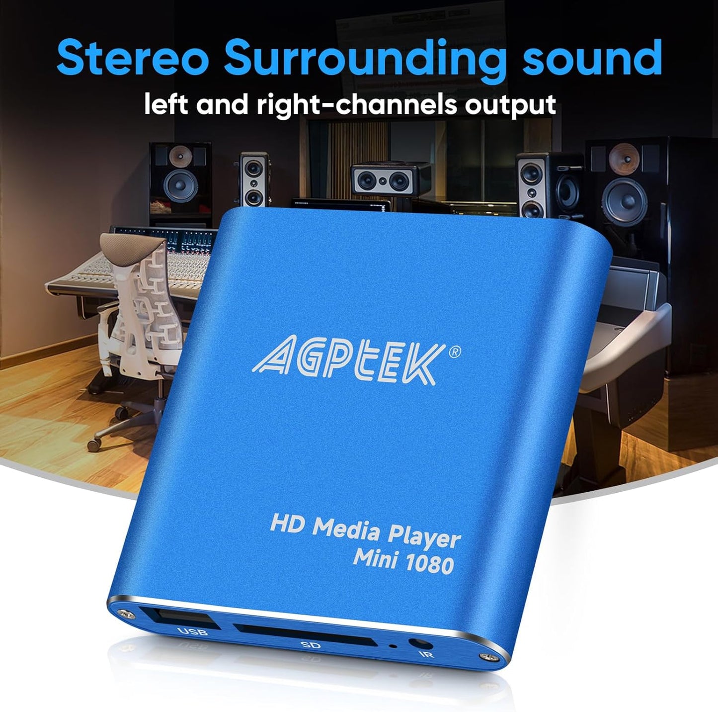 MYPIN 1080p MP4 MP4 HDMI Media Player, Blue Mini Full-HD Ultra HDMI Player for -MKV/RM/ / AVI etc- HDD USB Flash
