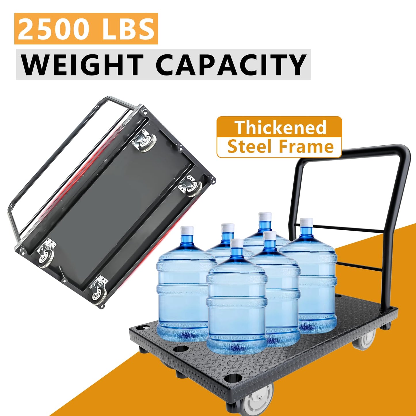 SGOLAN 2in1 Panel Cart, Drywall Cart Platform Trucks 2500 lbs Capacity Lumber Cart Flatbed Cart 38" x 24" Heavy Duty Push Cart with 1Front and 3 Side Handrails& Swivel Casters
