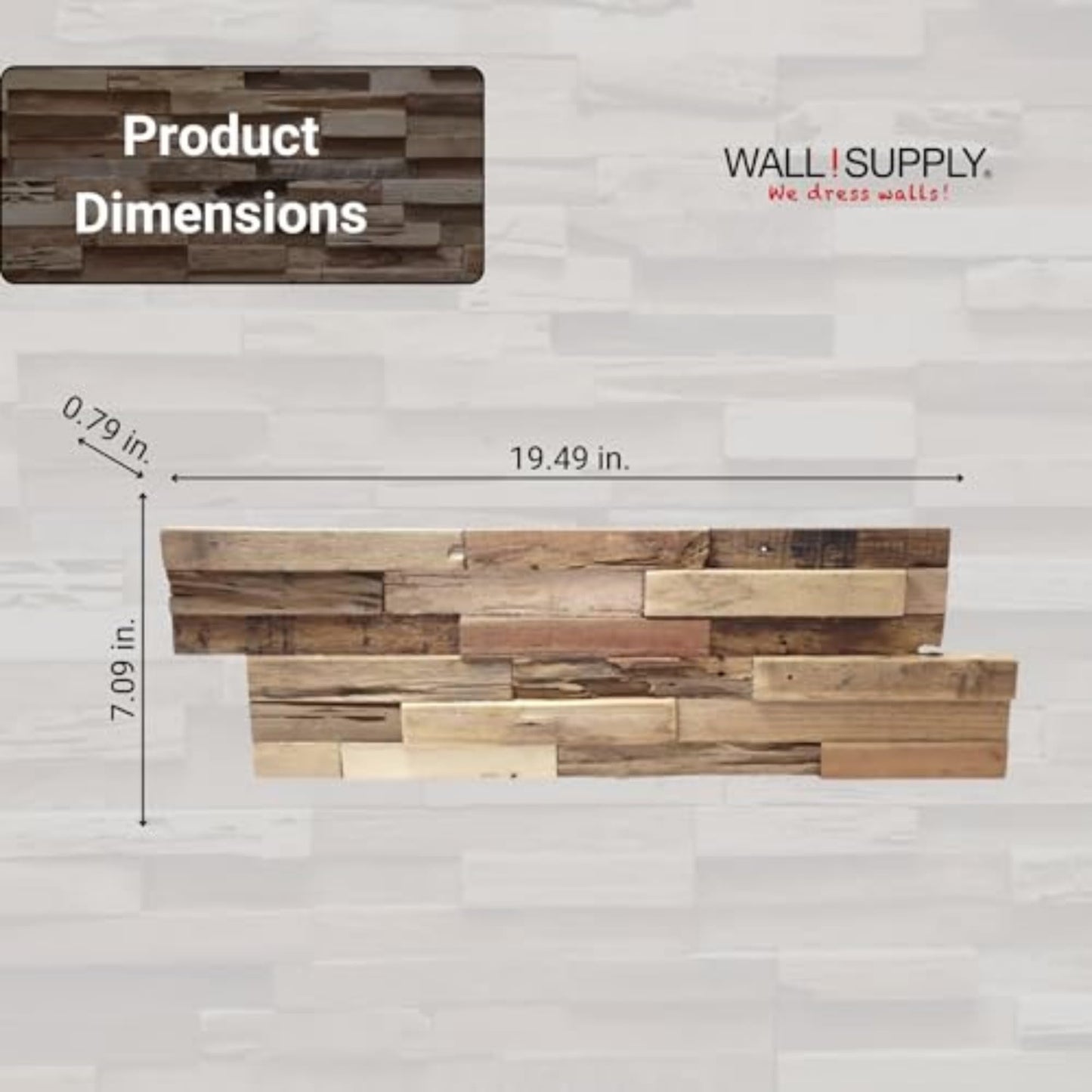Wall!Supply 3D Wall Panels – Reclaimed Rustic Asian Teak Wood – Home Decor Wallpaper Alternative for Living Room, Bedroom & Office – Easy DIY Installation – 10 Pack, Covers 9.6 Sq Ft