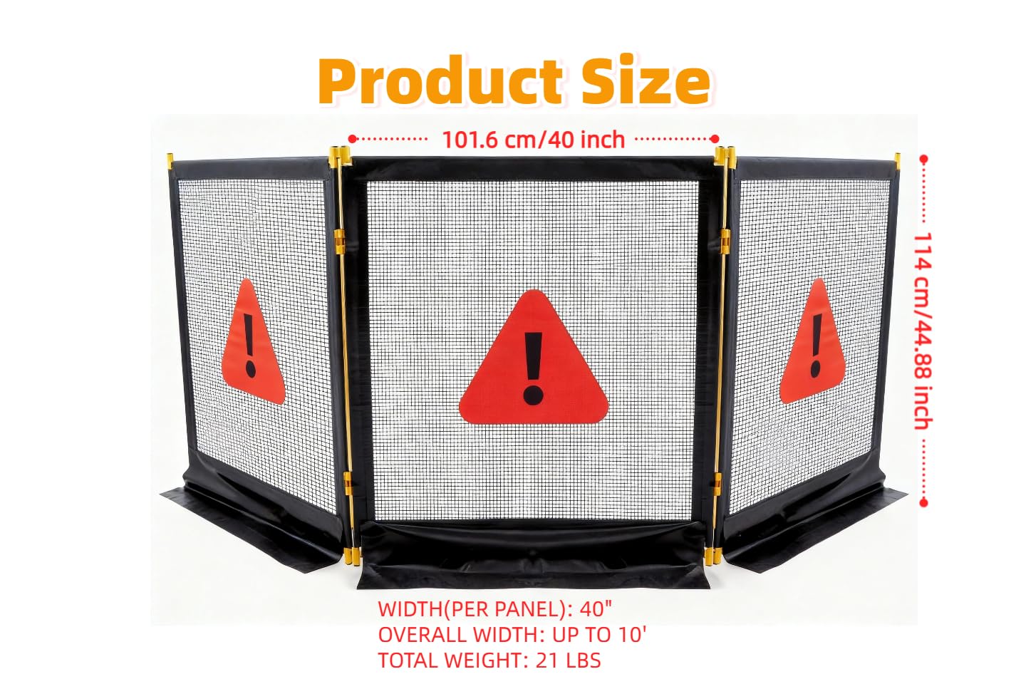 Heavy-Duty 3-Section Debris Containment Mesh Barriers - Portable Safety Barrier with Nylon Coated Mesh & Metal Frame for Controlling Chips, Grinding, Stumps, Brush
