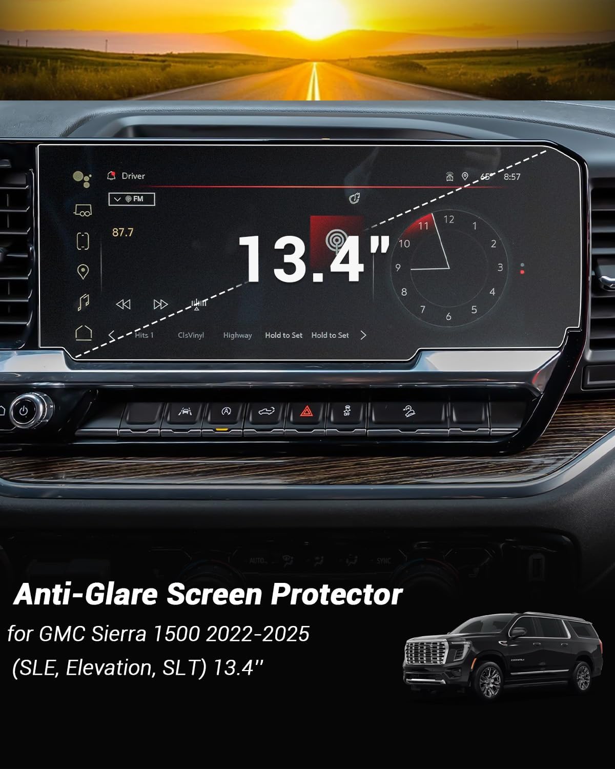 13.4'' 2026 26 1500 2022-2026 1500 2026 1500 Anti Glare Matte Sierra Screen Protector for Chevy Silverado & GMC Sierra