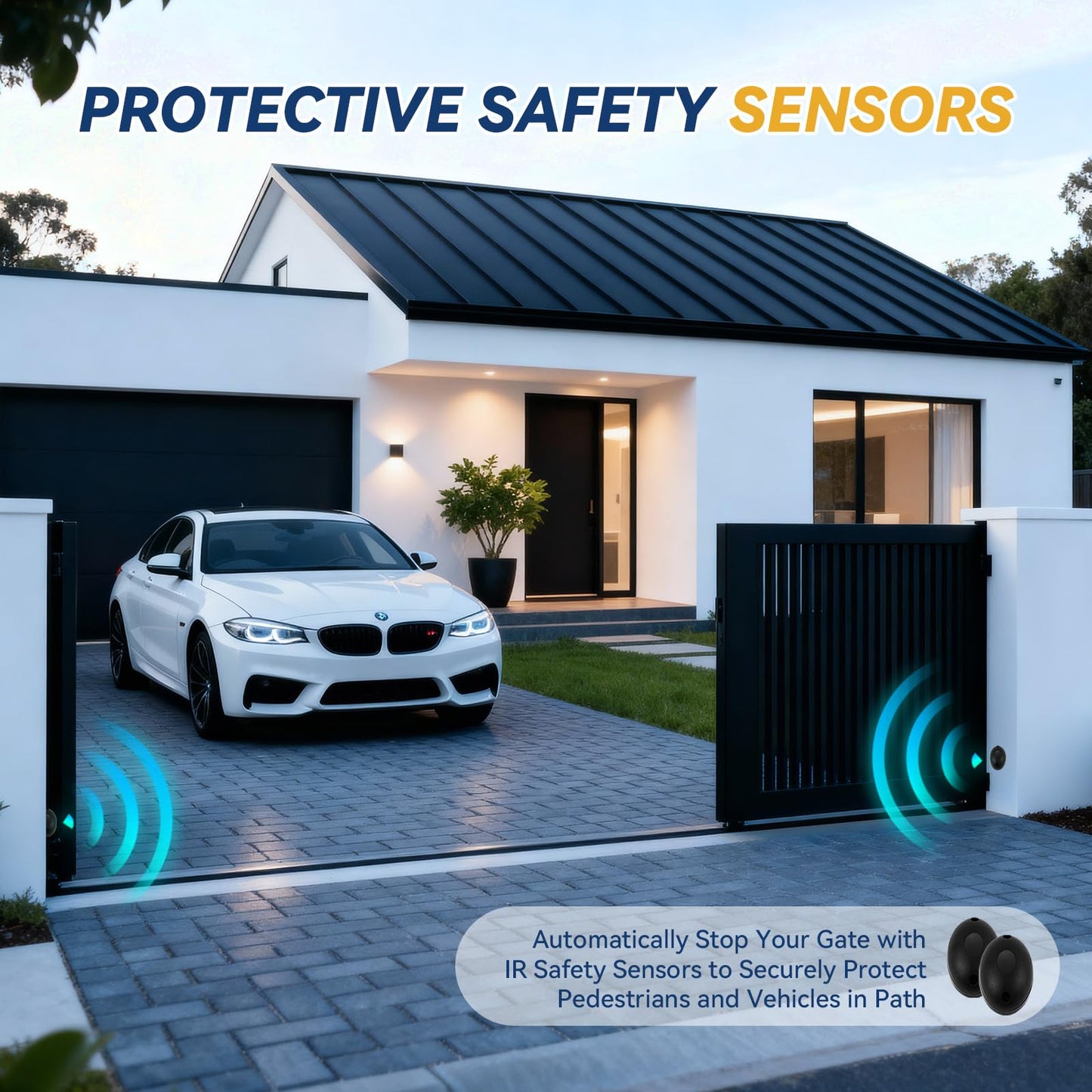 5300lbs Heavy Duty Automatic Sliding Gate Opener, AC Powered No Solar Needed, Chain Drive WiFi App Remote, 1-5/8HP Motor for Electric Gates, Keypad + IR Sensor Kit for 40ft