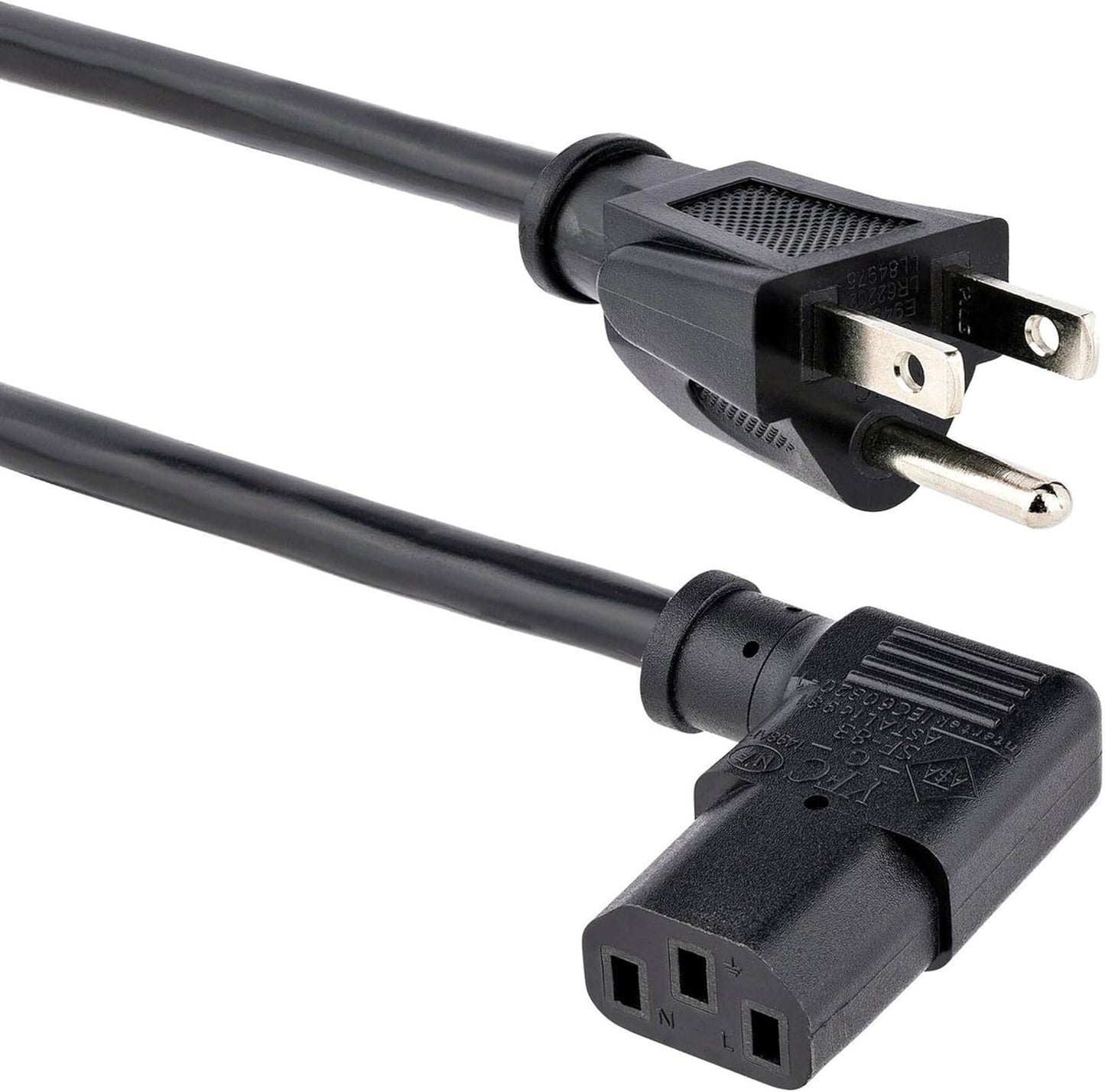 StarTech.com 10ft (3m) 18AWG, 5-15P C13, 10A 125V, (PXT101L10) Computer Power Cord, NEMA to Right Angle Replacement AC