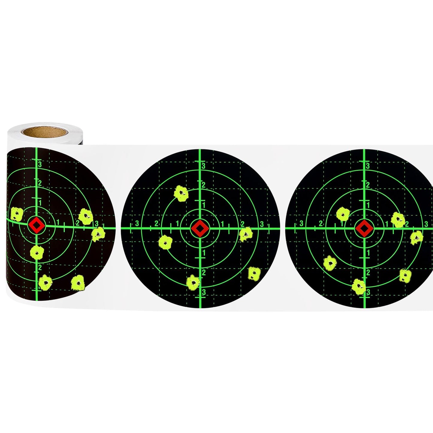 Shooting Targets, 6" Splatter Targets Stickers 100 Pack Self Adhesive Paper Target for Shooting Range Reactive Fluorescent Yellow Gun Target for Shooting Practice, Crosshairs
