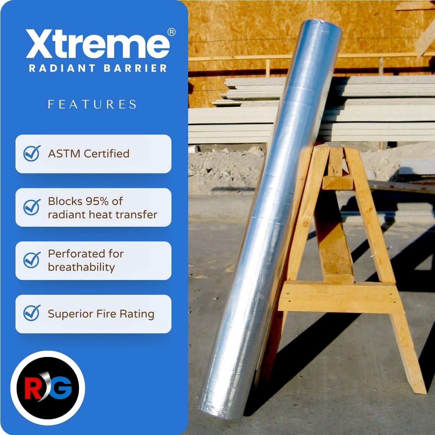 Radiant Barrier Attic Insulation 1000 sq ft Xtreme Heavy Duty Reflective Foil Insulation, 48-inch by 250-feet Perforated Breathable Double Reflective Aluminum House Wrap Thermal Roll