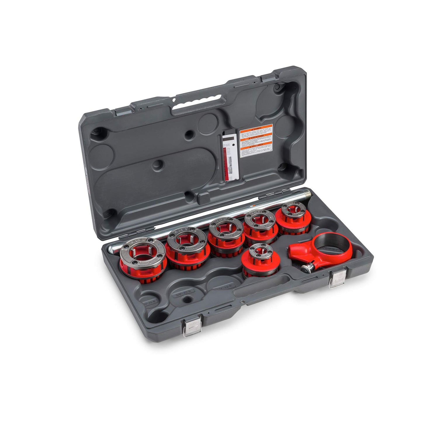 RIDGID 36475 Exposed Ratchet Threader Set, Model 12-R Ratcheting Pipe Threading Set of 1/2-Inch to 2-Inch NPT Pipe Threading Dies and Manual Ratcheting Pipe Threader with Carrying Case