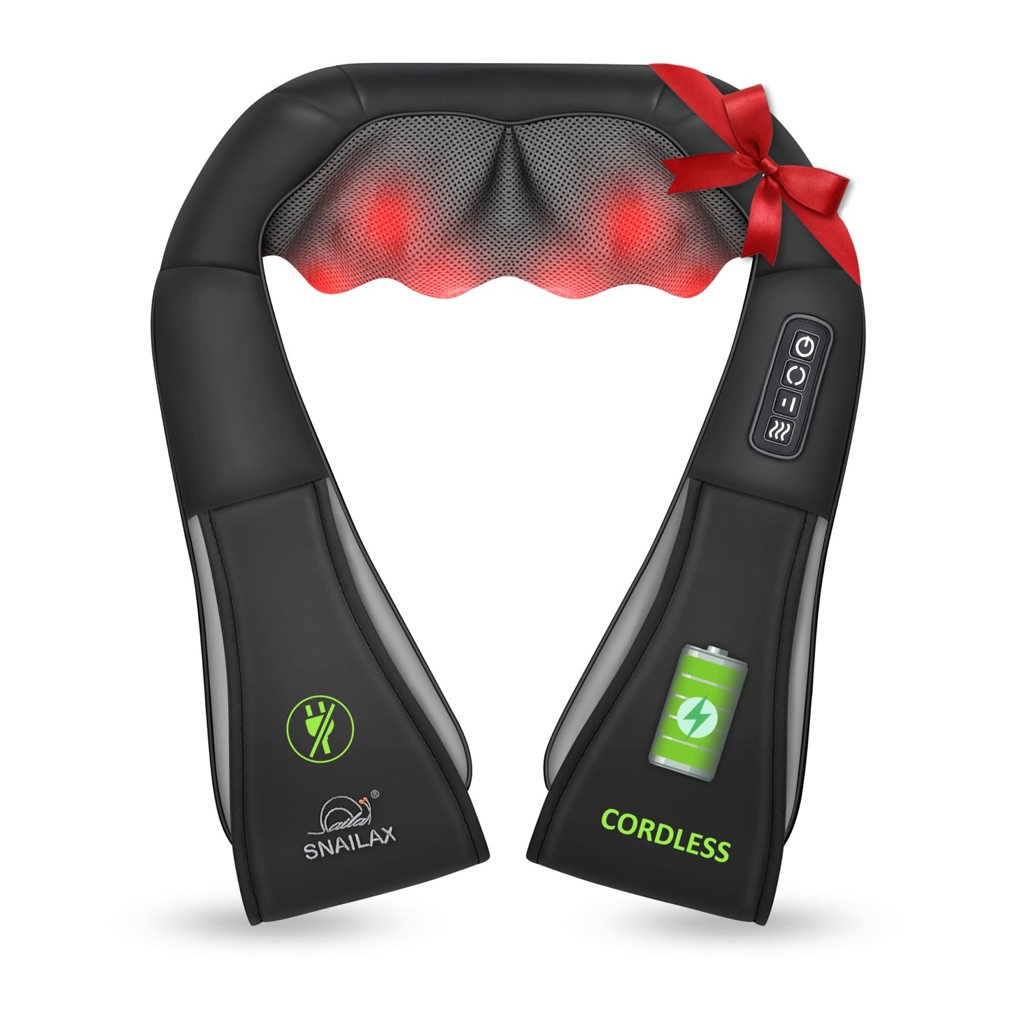 Snailax Cordless Massager - Shiatsu Neck and Shoulder Massager with Heat, FSA Eligible, Portable, Lumbar, Back Electric Massage Pillow, Gift for Woman, Mom, Dad