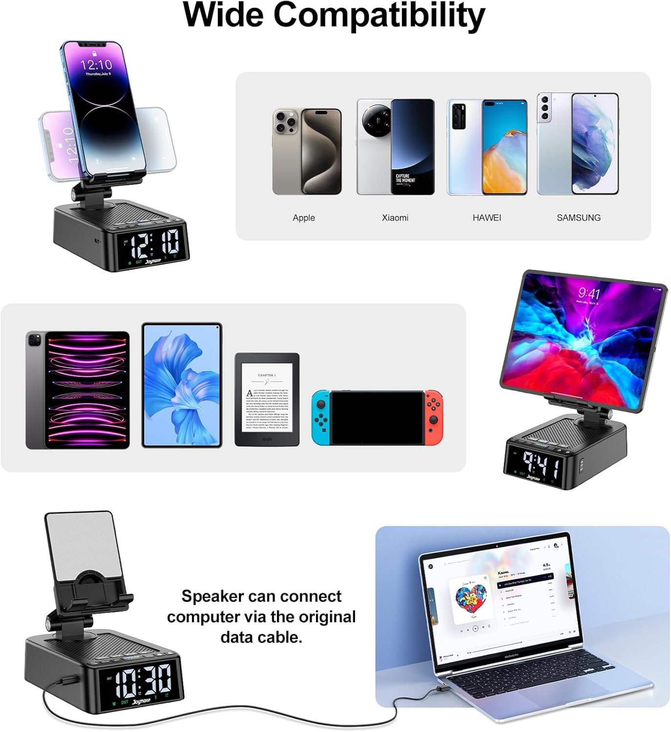 Joymate 360 Gifts for Men and Women, Phone Stand with Bluetooth Speaker and Rotable Angle Adjustable Phone Holder