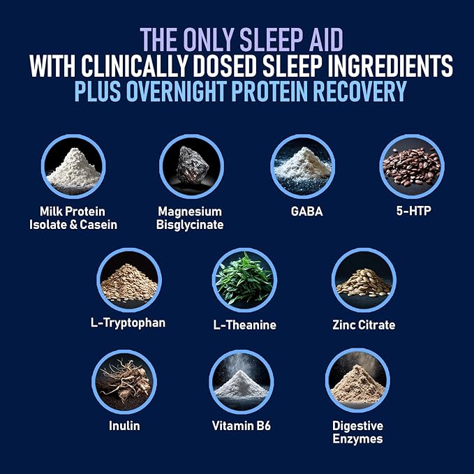 SleepProtein??The First High Protein Magnesium Sleep Aid Calm Drink, Melatonin-Free, Natural, Non-Habit Forming Sleep Ingredients + GLP-1 Nighttime Protein for Sleep + Muscle