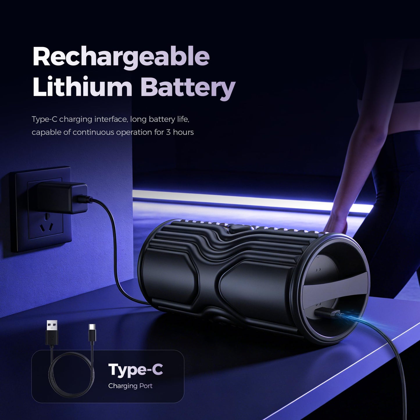 Vibrating Foam Roller with Smart APP Control, 5-Speed Electric Deep Tissue Massage Roller for Back Pain Relief, Muscle Recovery, Physical Therapy, Yoga, Neck, Leg Pain - Rechargeable & Portable