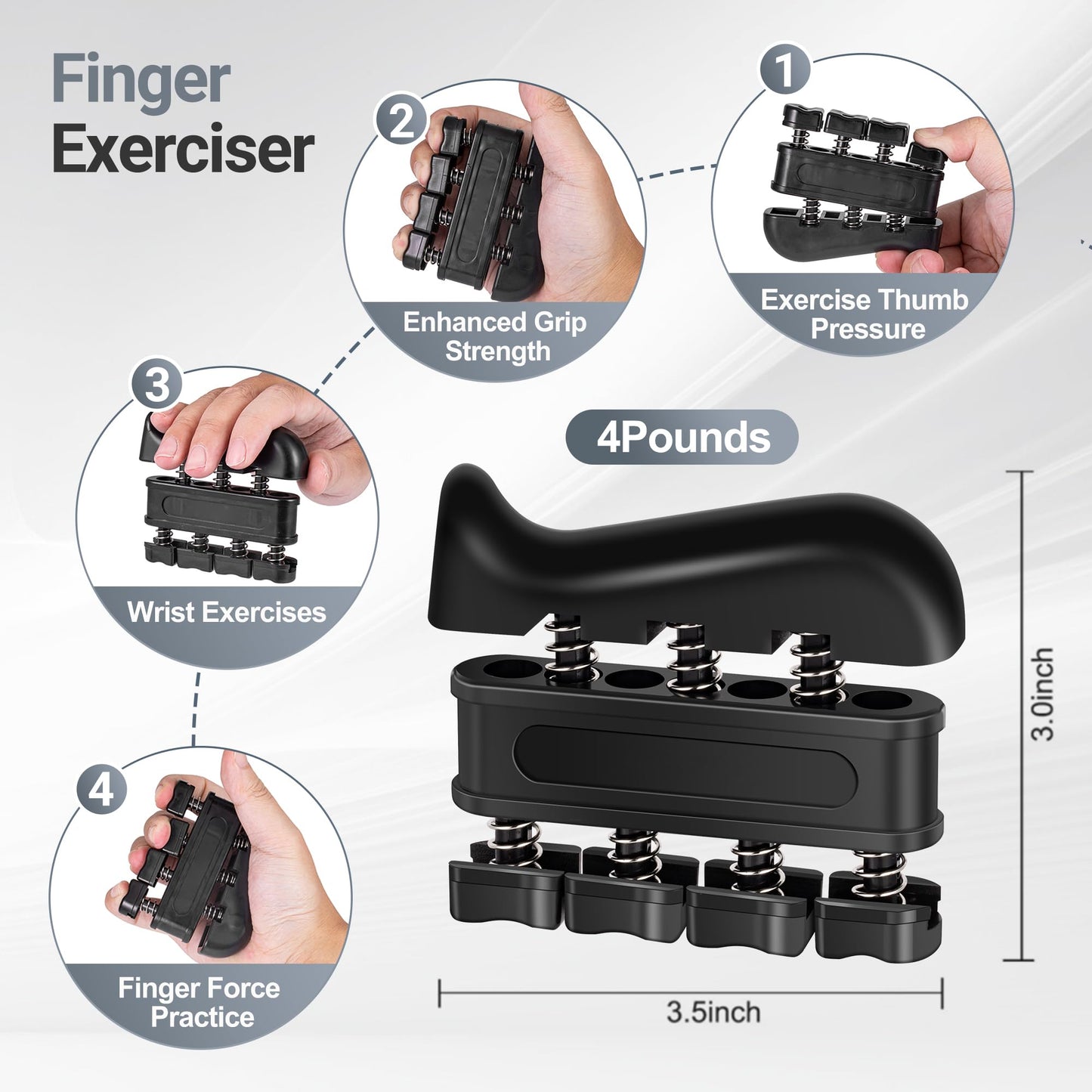 WATMAID Grip Strength Trainer Kits (5 Pack), Forearm Strengthener with Adjustable Resistance, Grip Strength Tester, Finger Strengthener, Hand Gripper Strengthener for Muscle Building Injury Recover