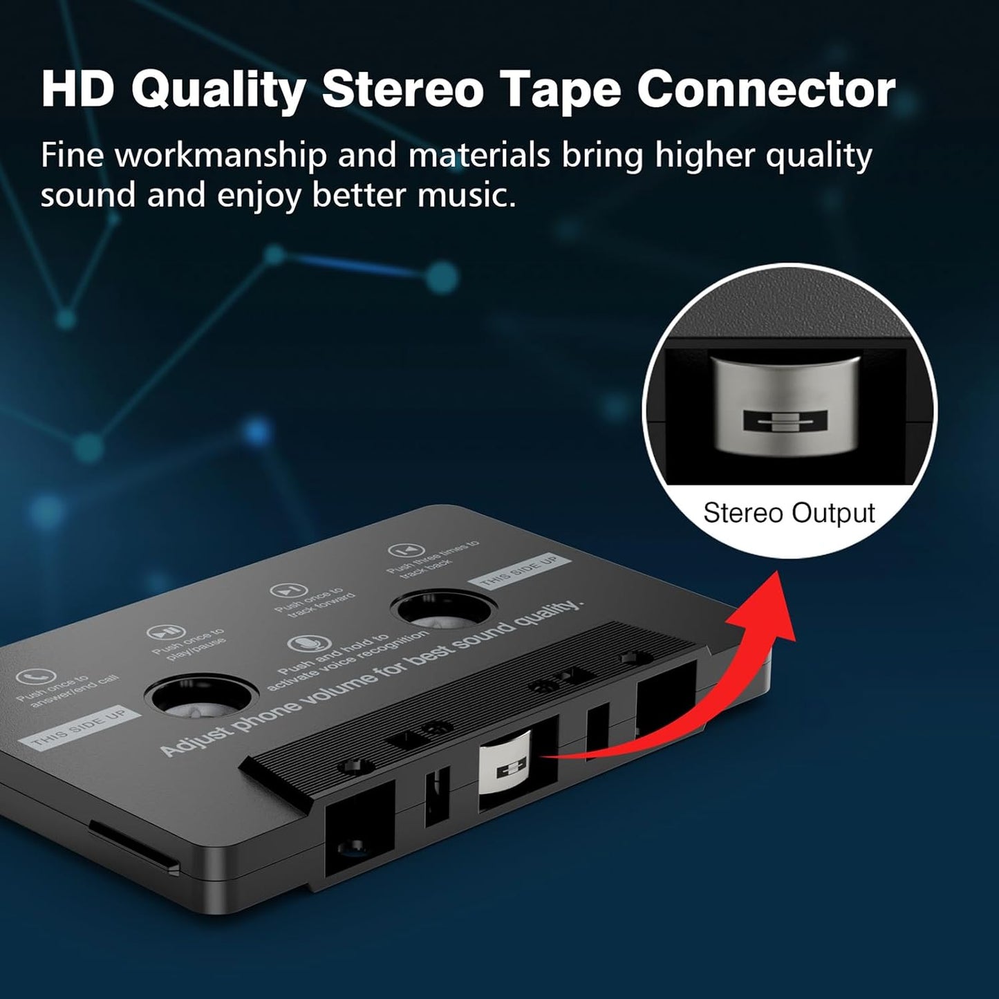 Mersoco Cassette Cassette MP3 3.2 Car Audio Adapter with Hands-Free Calling Microphone, Universal Tape Aux Adapter